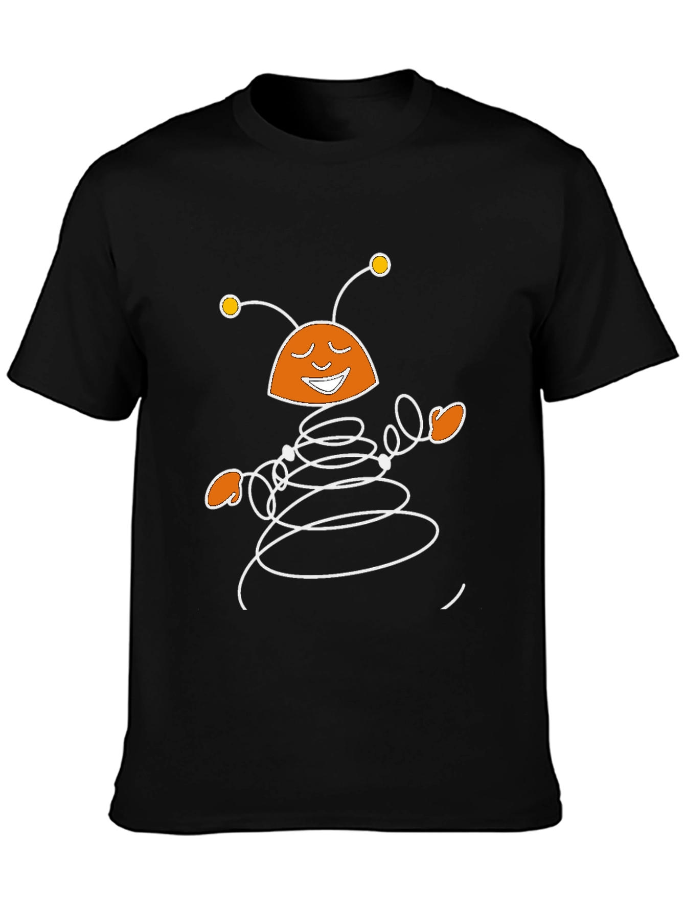 Smiling Cartoon Robot Black T-Shirt