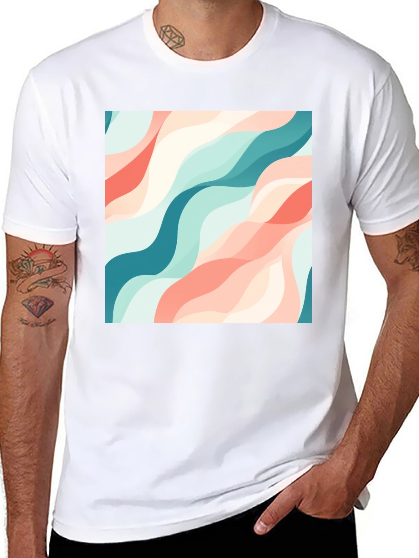 Wavy Pattern T-Shirt - Stylish & Unique