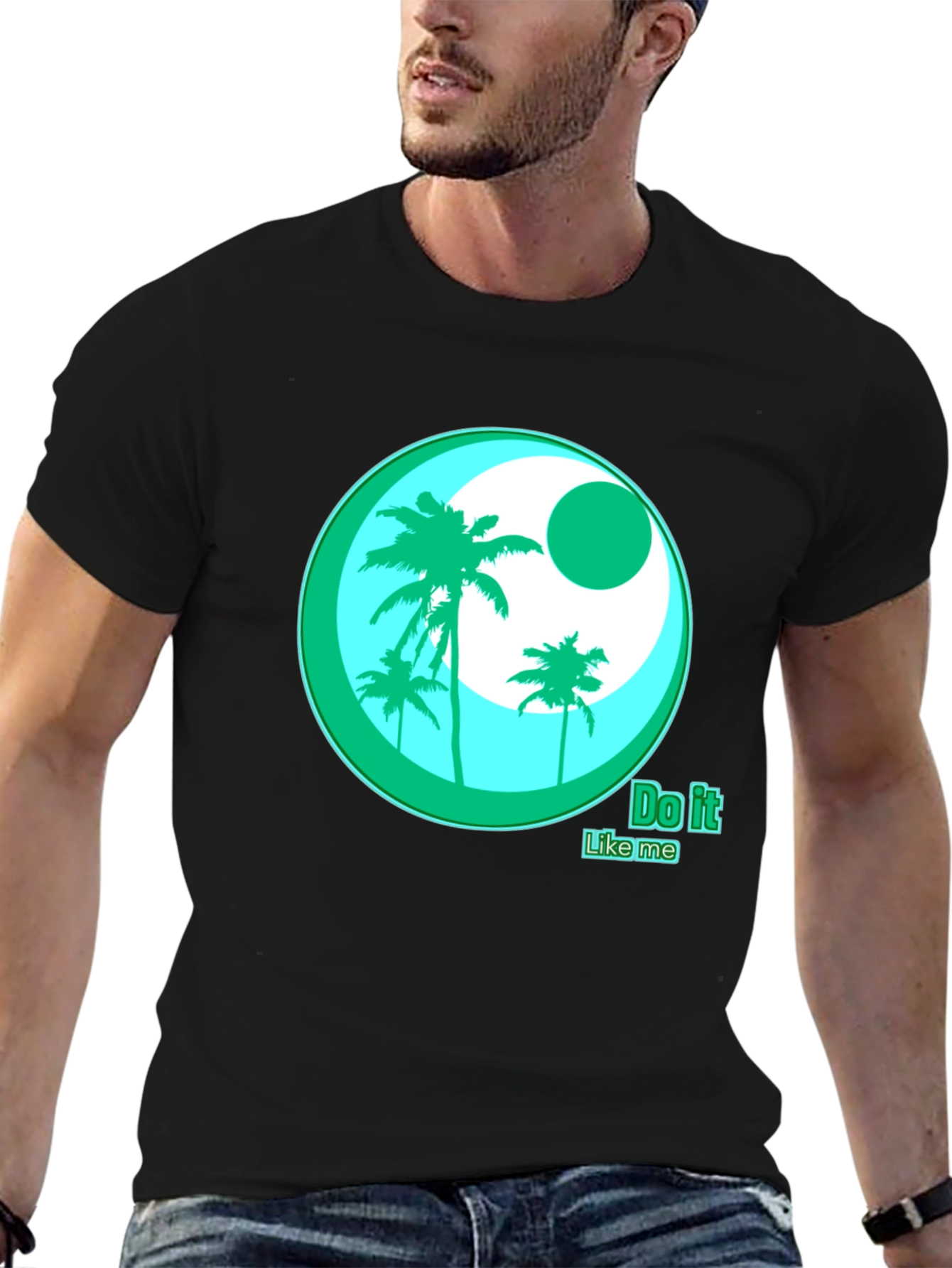 Tropical Vibes Tee: Do it Like Me Black T-Shirt