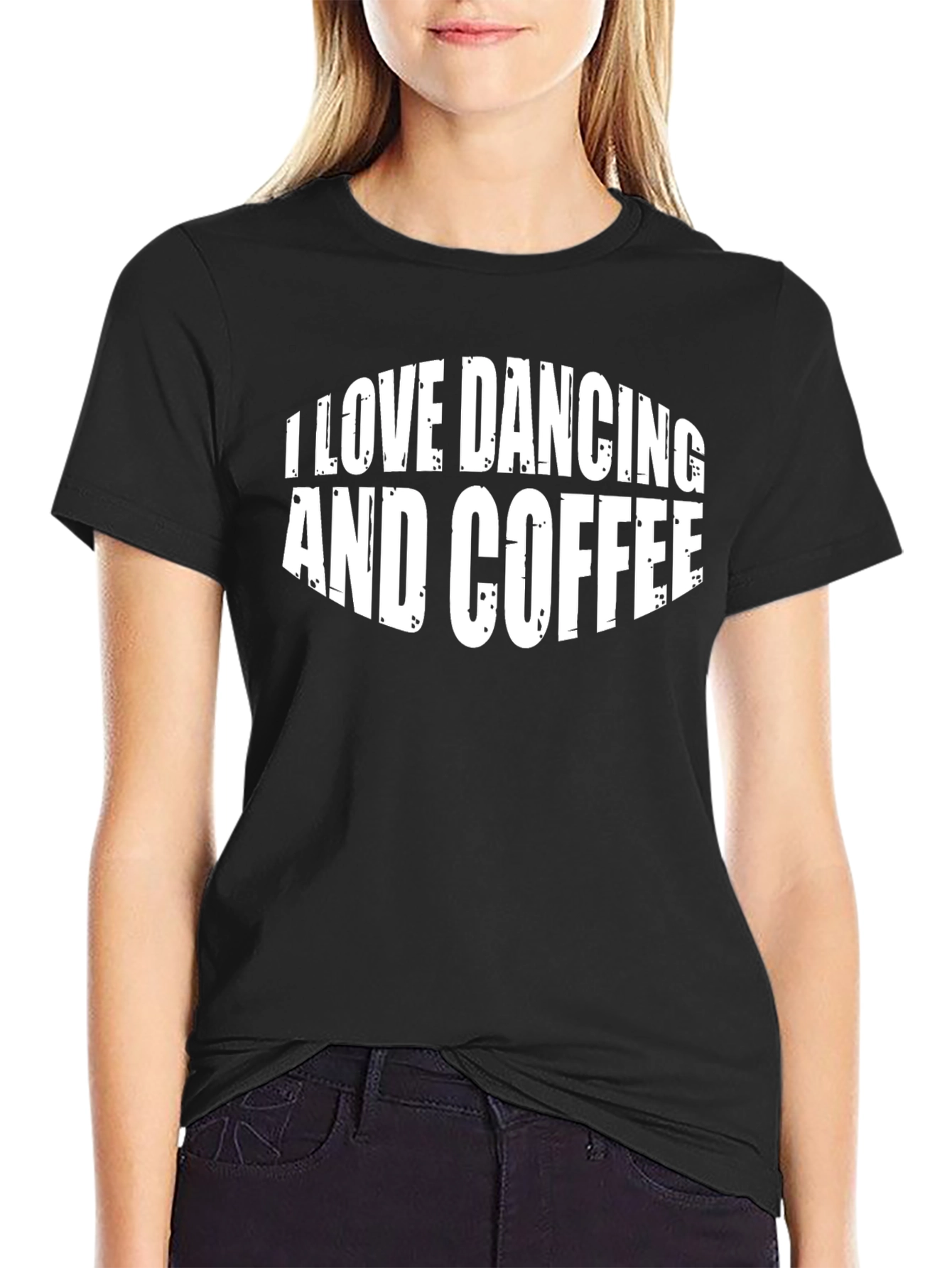 I Love Dancing and Coffee Graphic Tee - Black