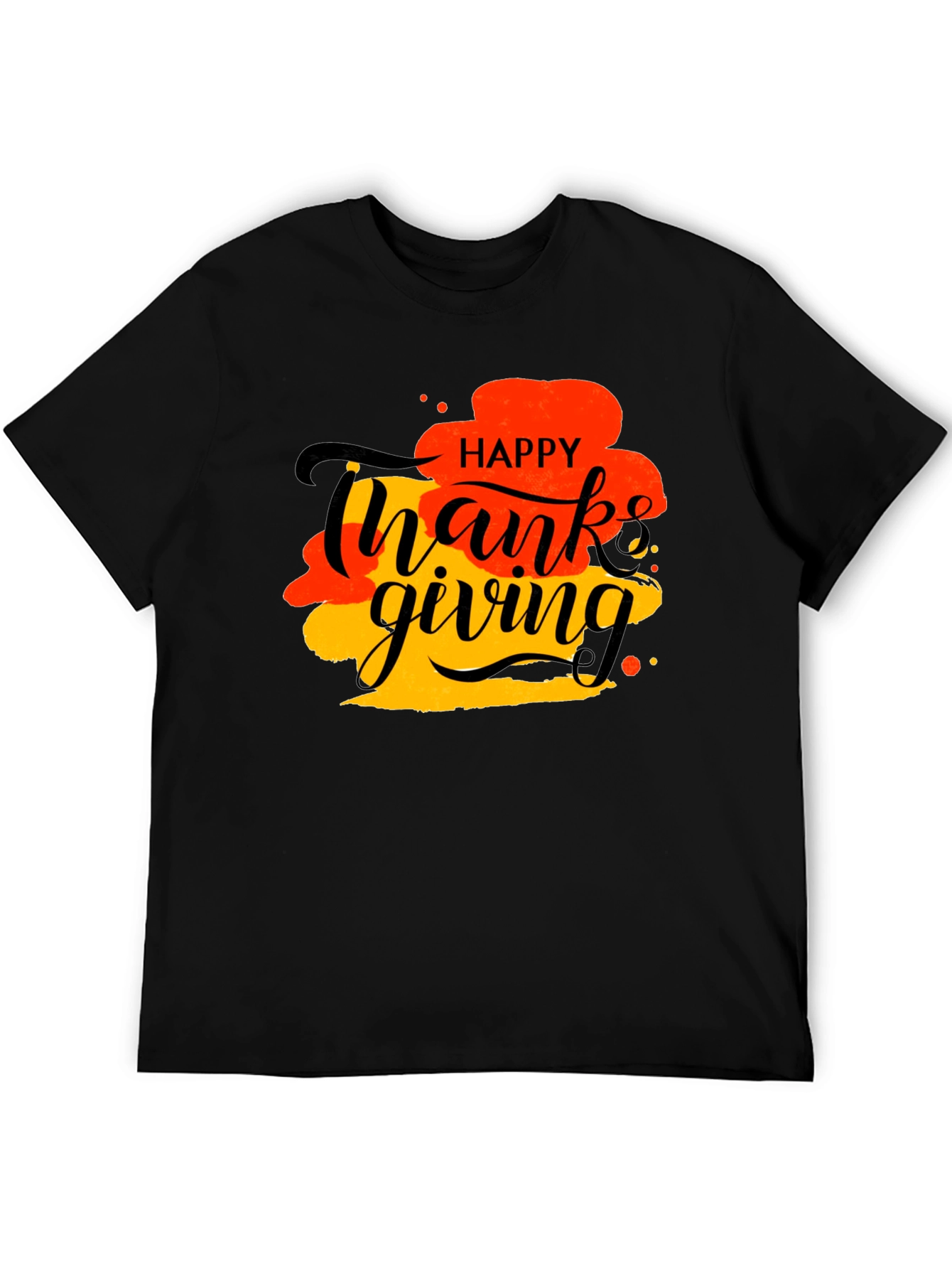 Happy Thanksgiving Graphic Tee - Black