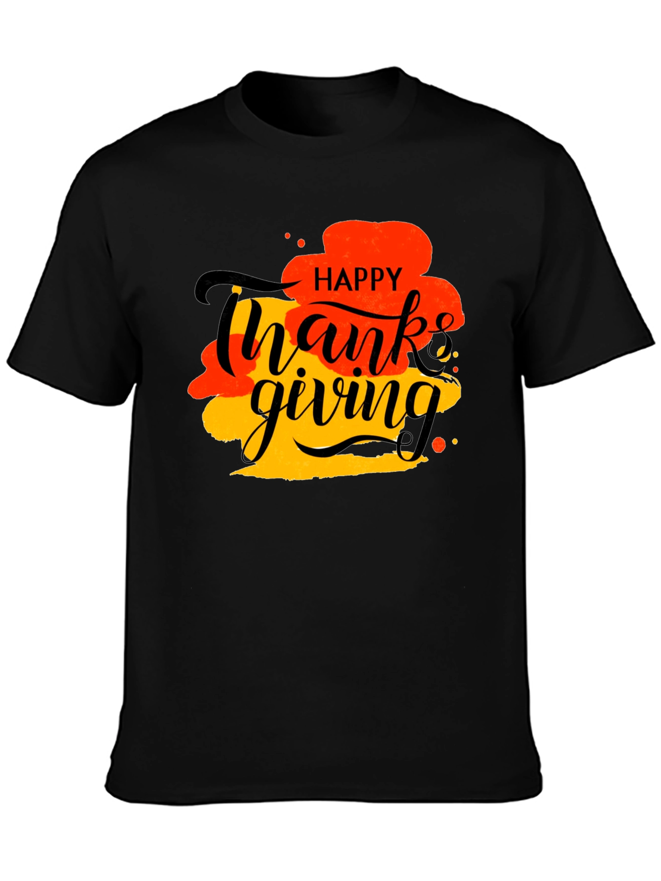 Happy Thanksgiving Graphic Tee - Black