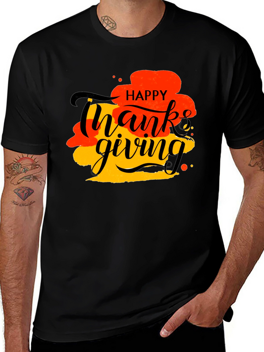 Happy Thanksgiving Graphic Tee - Black