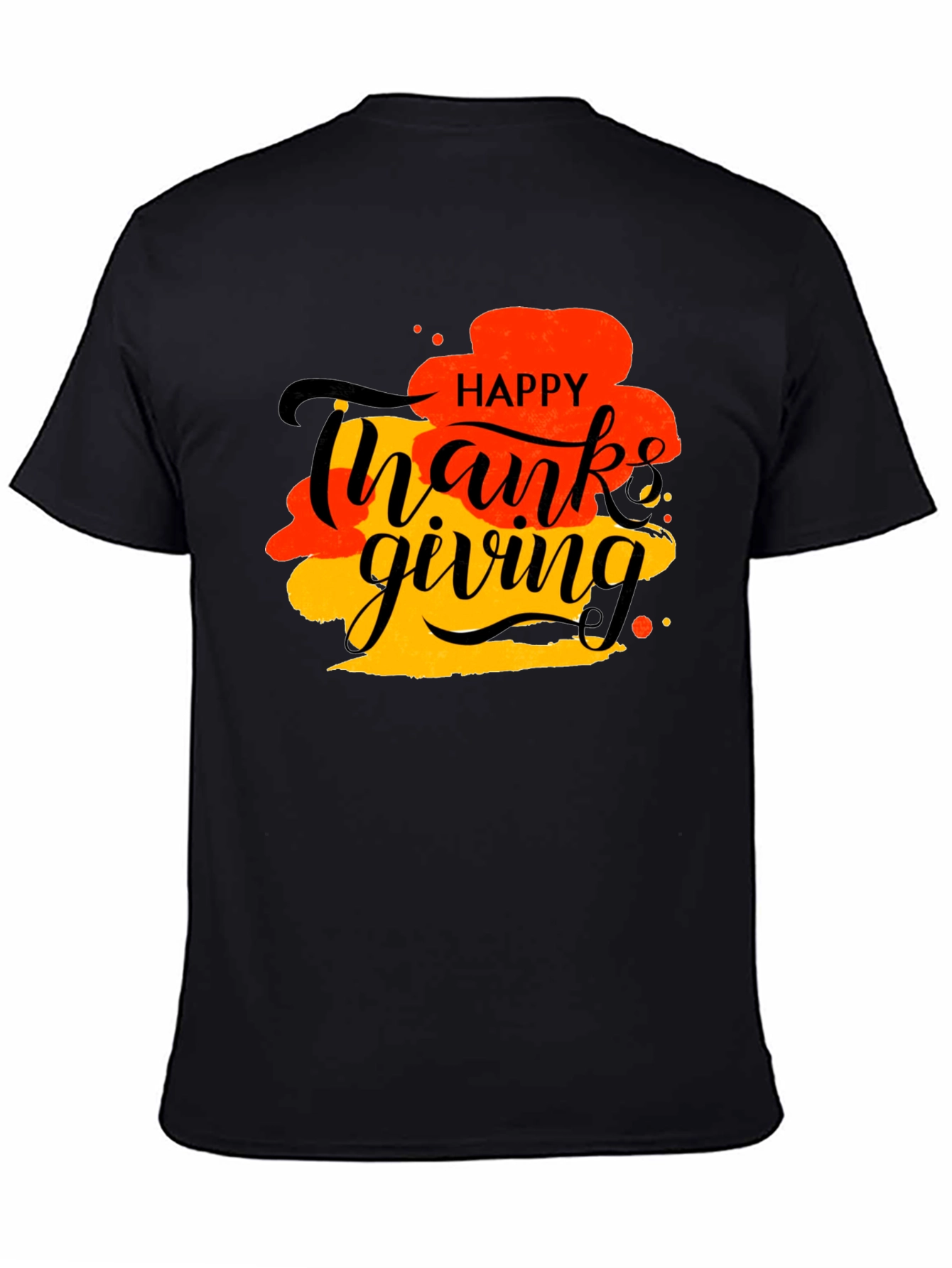 Happy Thanksgiving Graphic Tee - Black