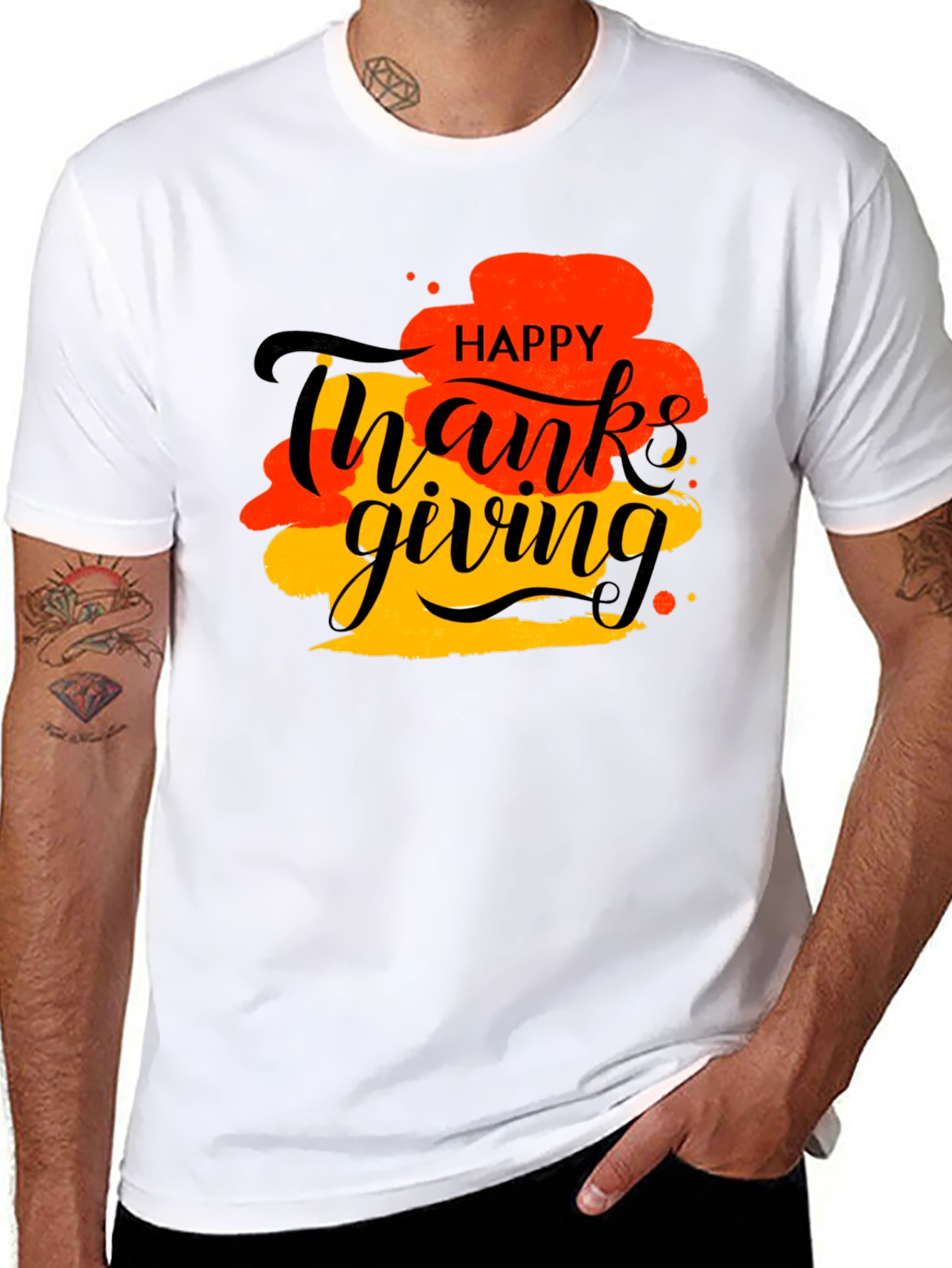 Happy Thanksgiving Graphic Tee - Black