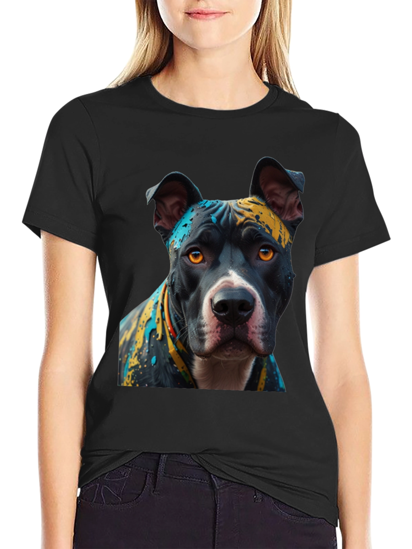 Pitbull Dog T-Shirt - Abstract Art Print
