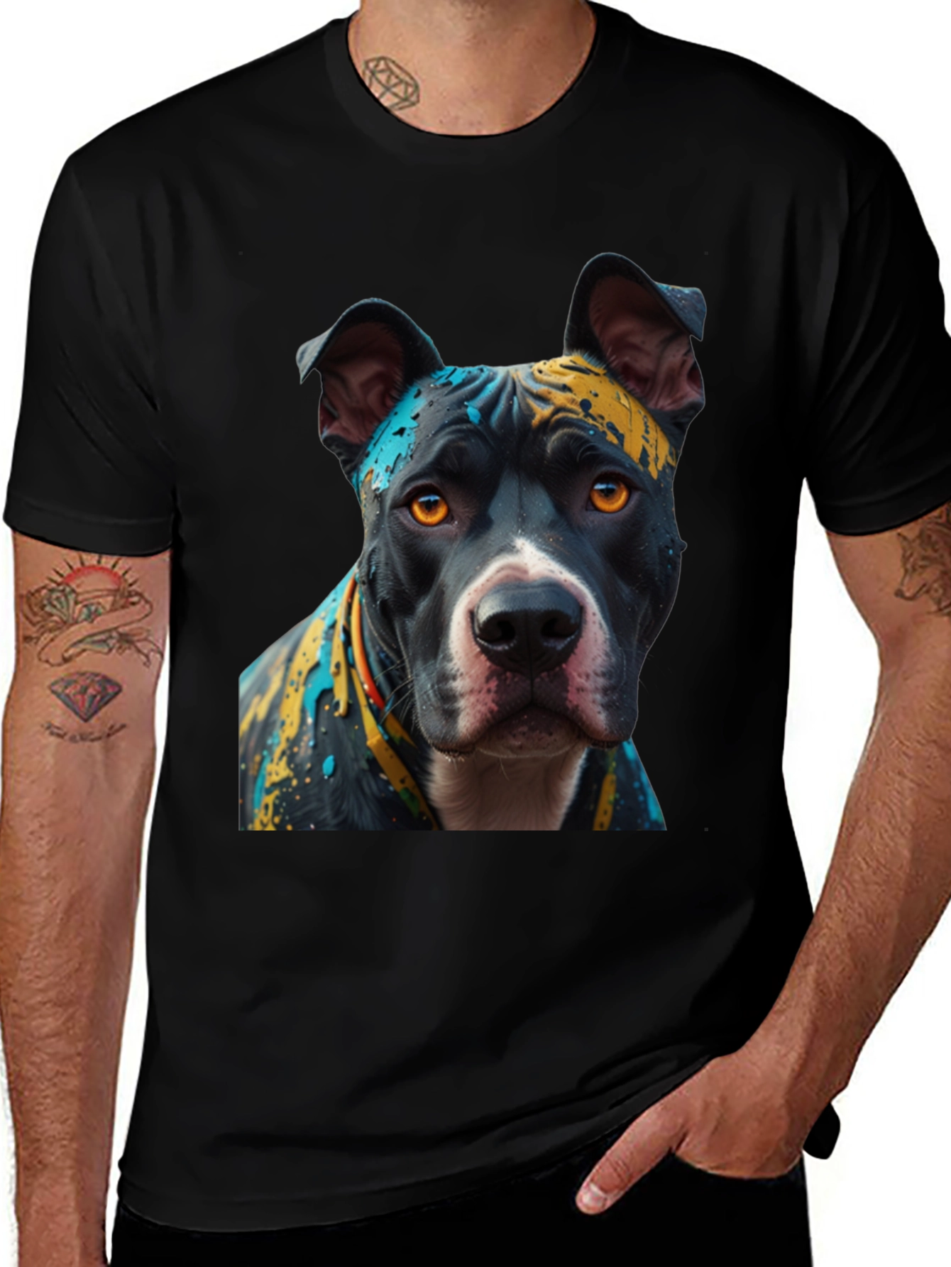 Pitbull Dog T-Shirt - Abstract Art Print