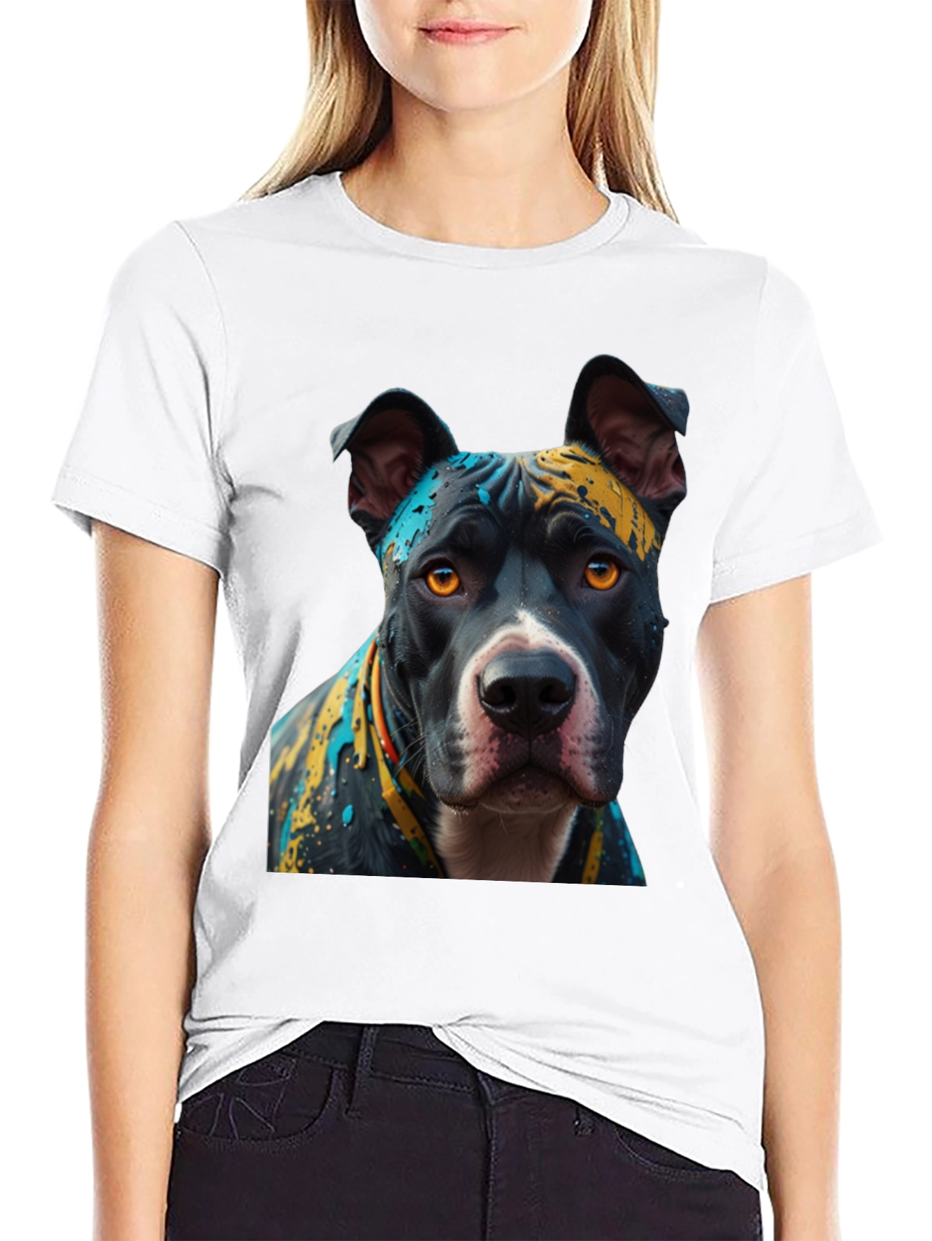 Pitbull Dog T-Shirt - Abstract Art Print
