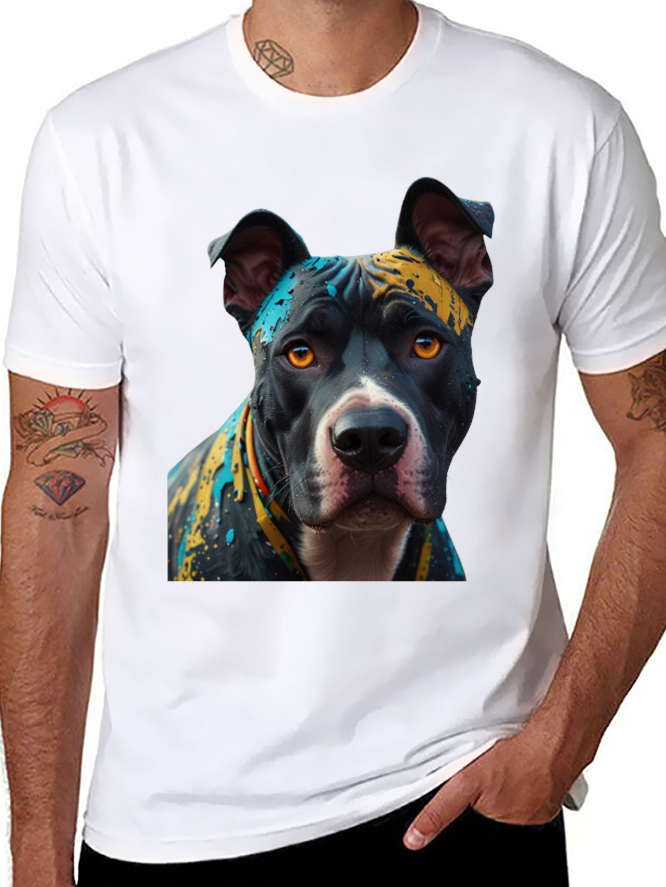 Pitbull Dog T-Shirt - Abstract Art Print