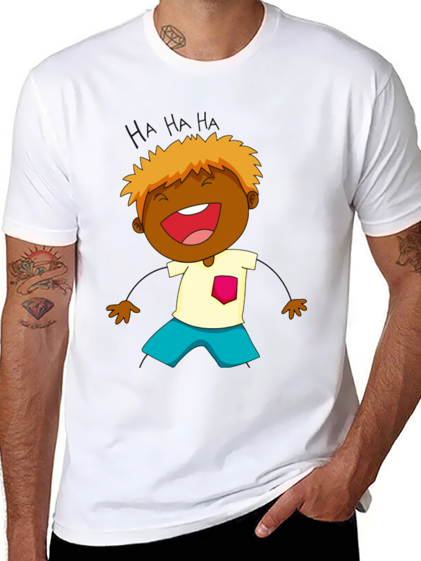 Laughing Cartoon Boy Graphic Tee