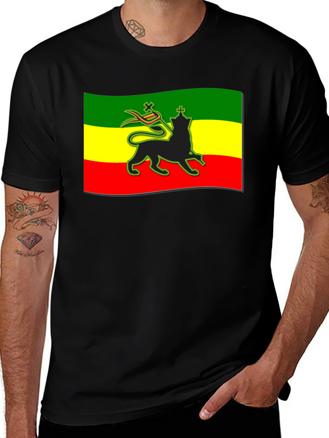 Rasta Lion Flag Graphic T-Shirt