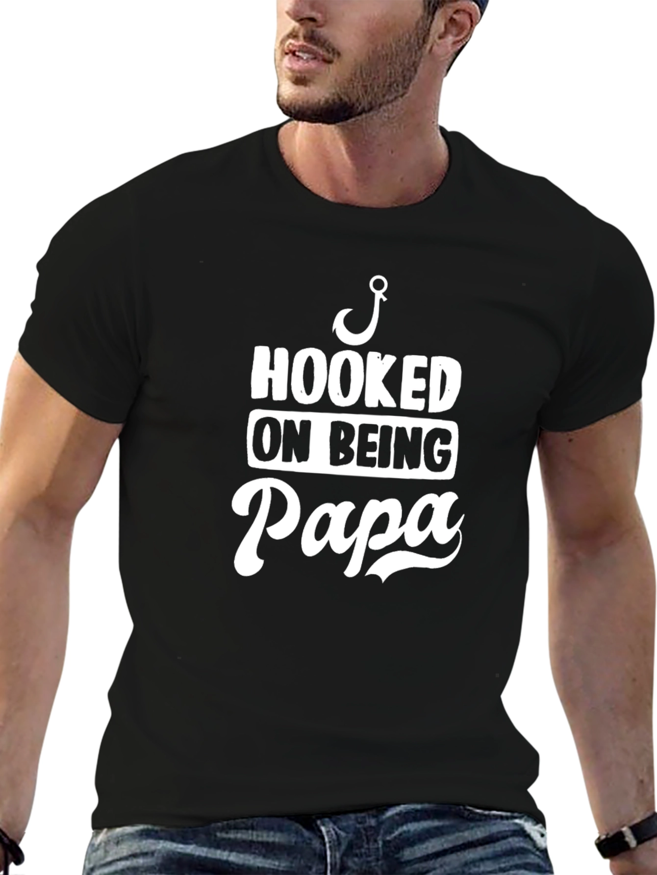 Hooked on Being Papa Graphic T-Shirt
