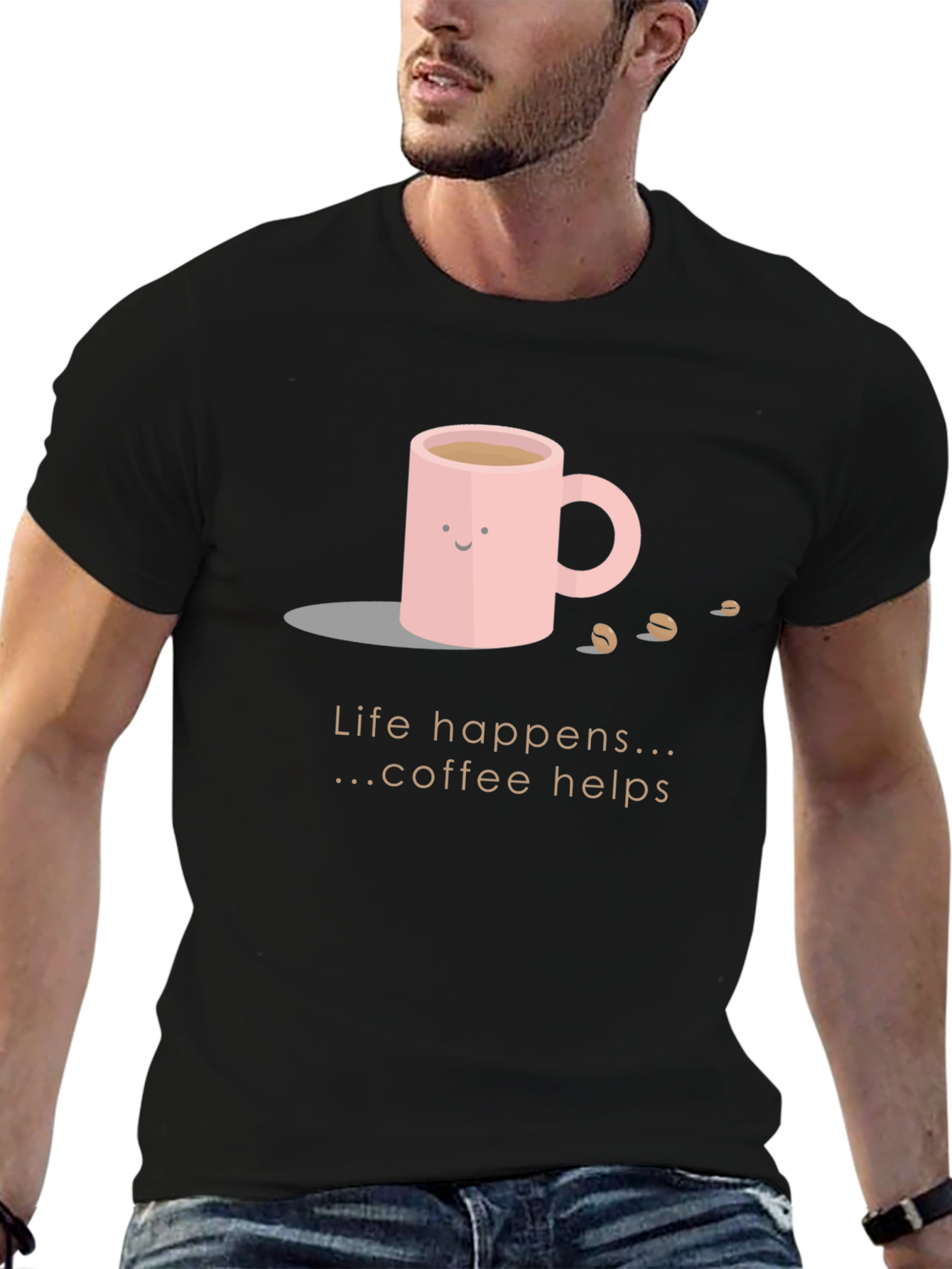 Coffee Helps T-Shirt - Life Happens Cute Graphic Tee