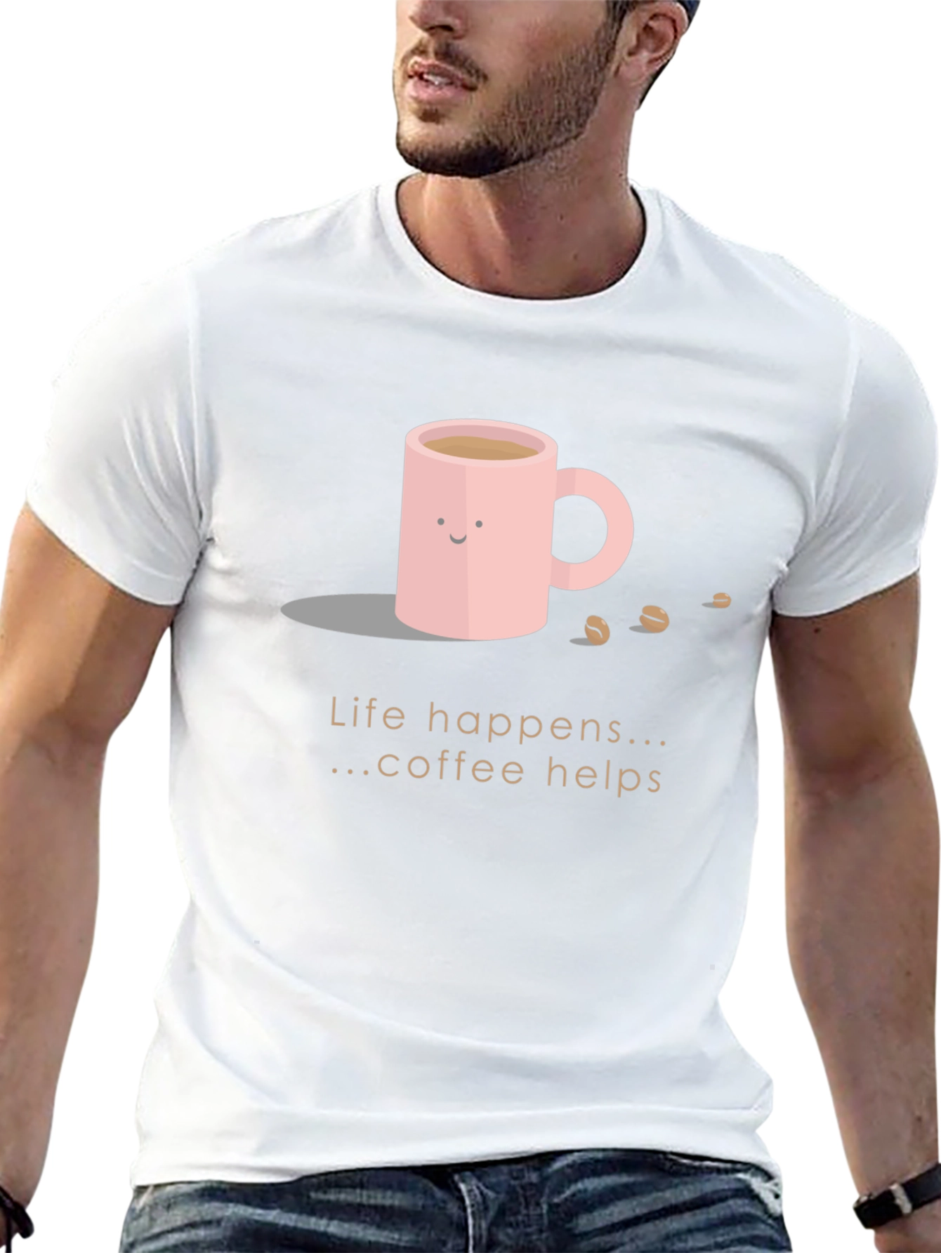 Coffee Helps T-Shirt - Life Happens Cute Graphic Tee