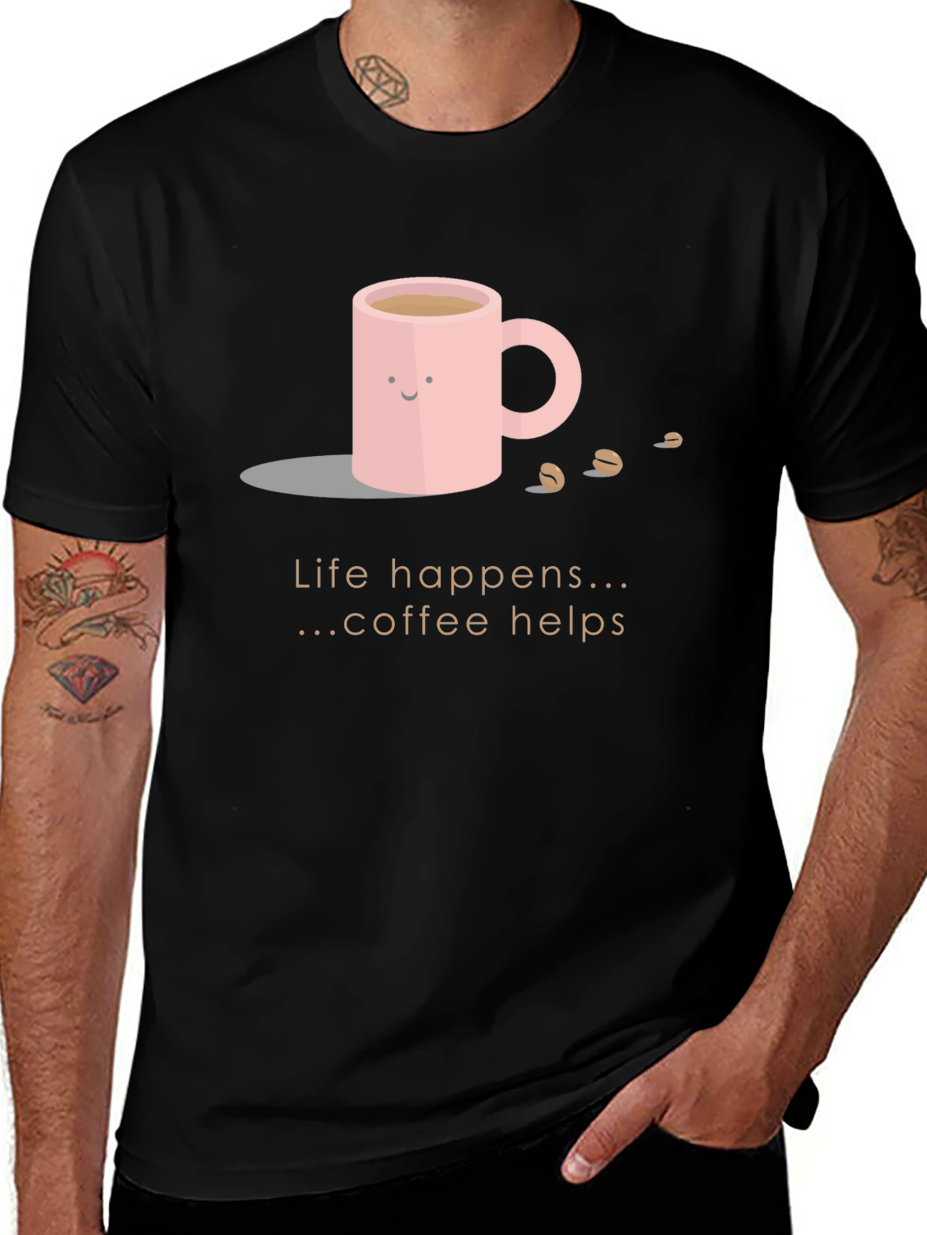 Coffee Helps T-Shirt - Life Happens Cute Graphic Tee