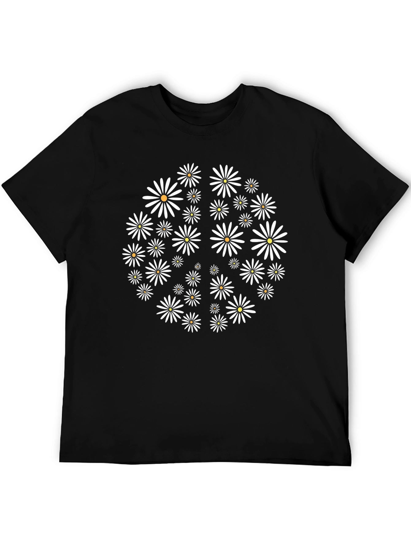 Daisy Circle Graphic T-Shirt - Black Cotton Tee