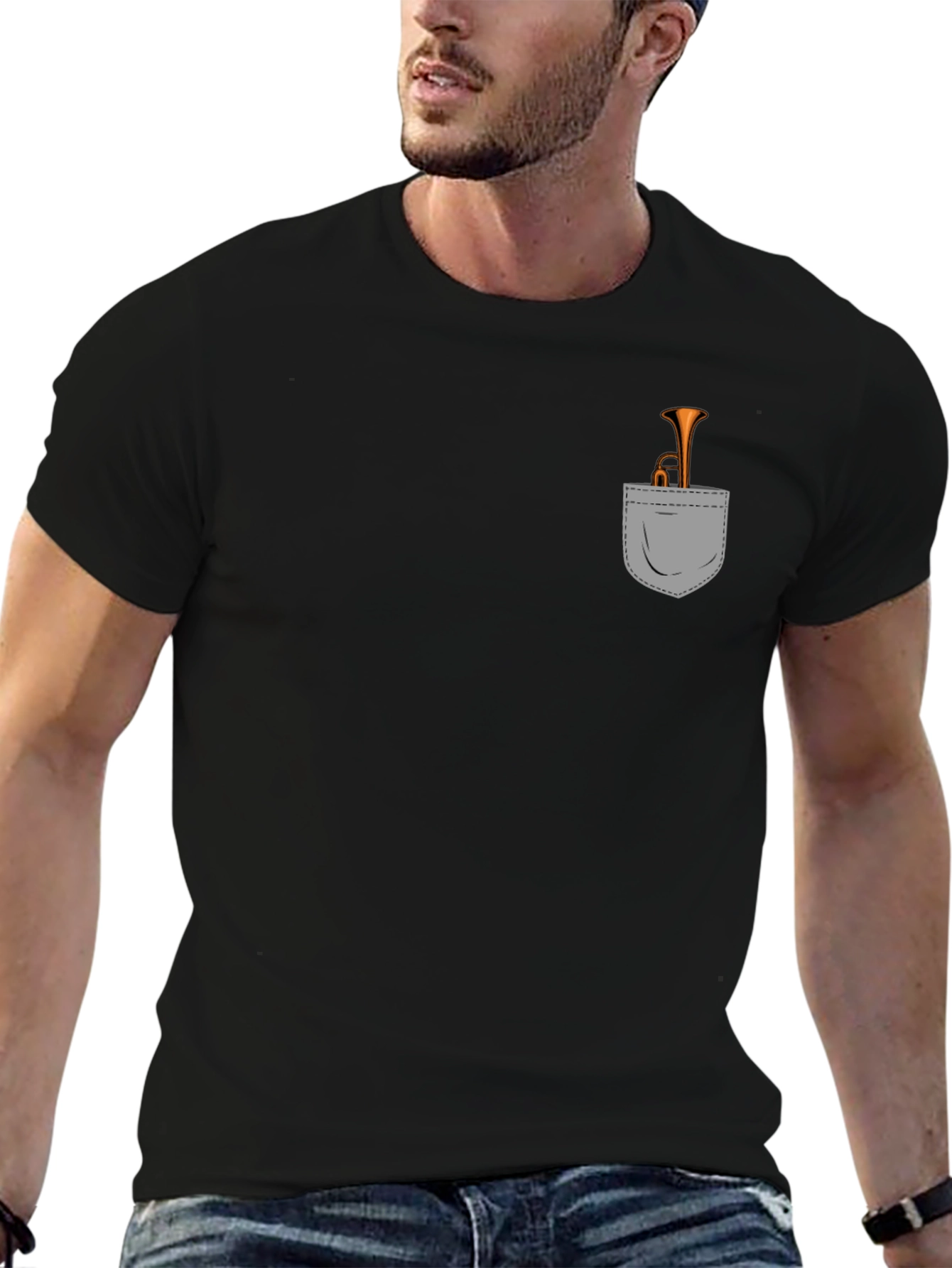 Trumpet Pocket Tee - Musician Novelty T-Shirt