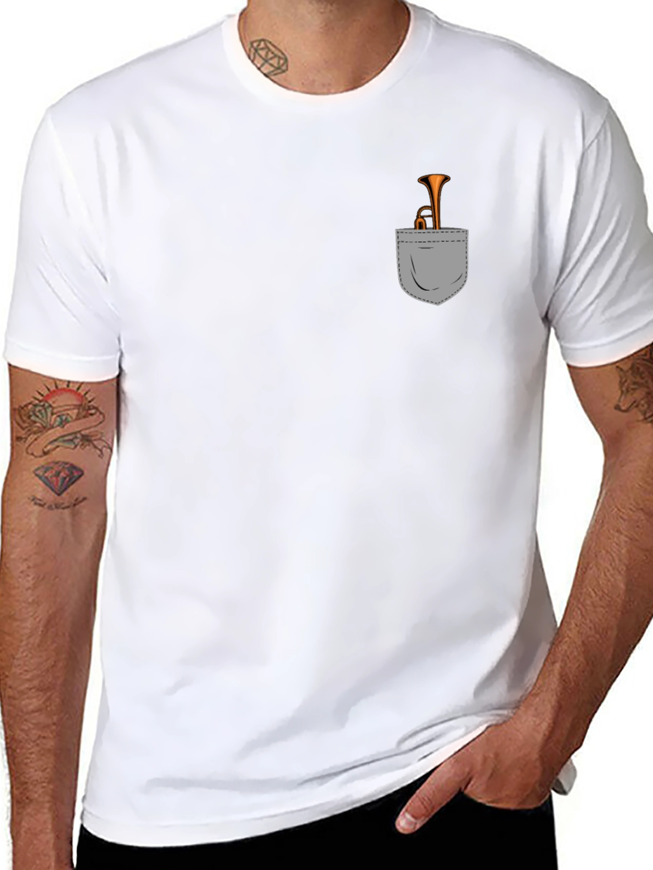 Trumpet Pocket Tee - Musician Novelty T-Shirt
