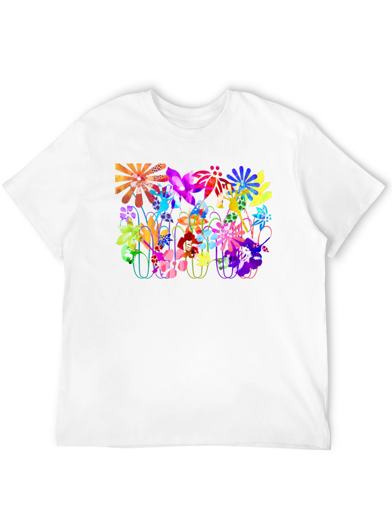 Vibrant Floral Graphic Tee - Bold Black T-Shirt