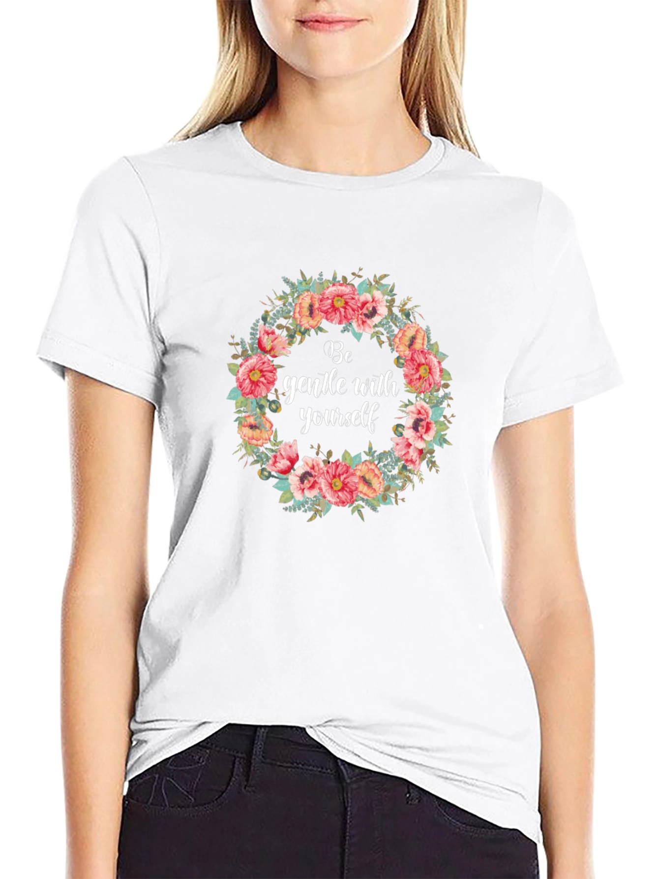 Floral Be Gentle Black T-Shirt