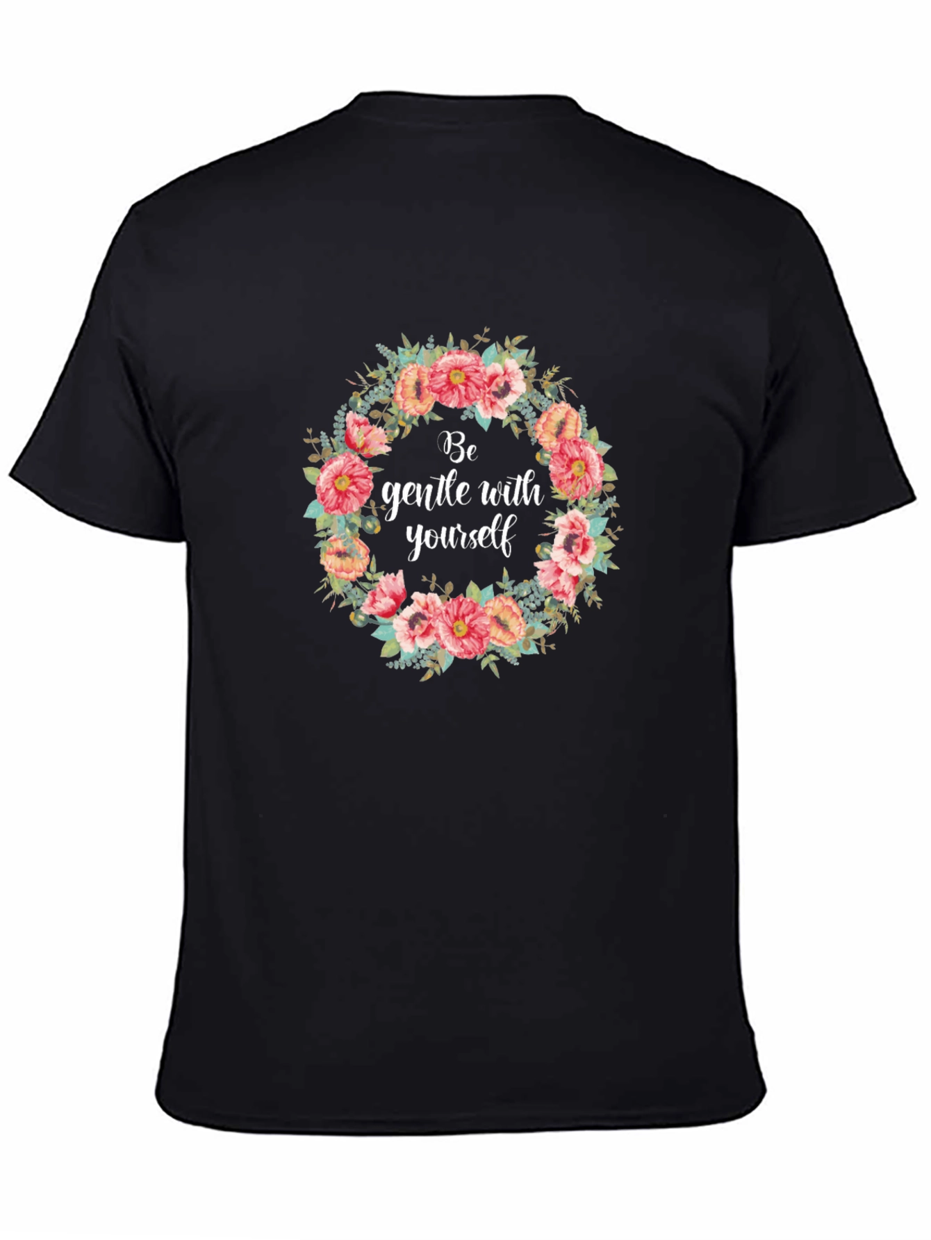 Floral Be Gentle Black T-Shirt
