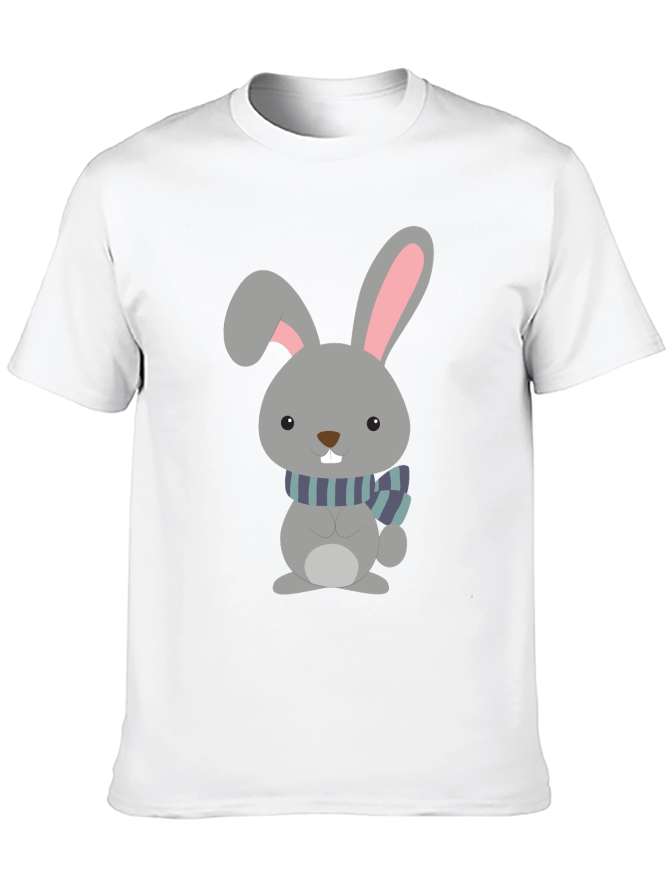 Cute Cartoon Rabbit Graphic Tee - Unisex Black T-Shirt