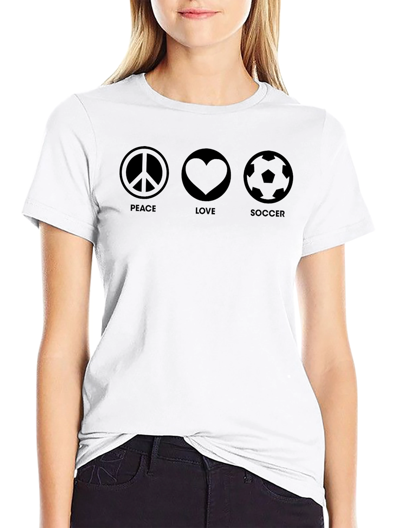 Peace Love Soccer Graphic T-Shirt