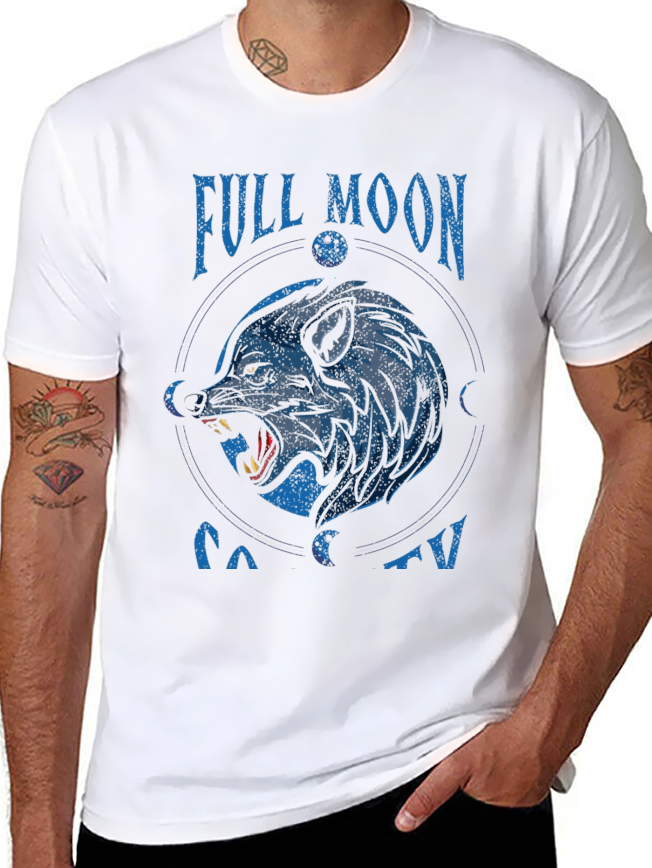 Full Moon Society Wolf Graphic T-Shirt - Black
