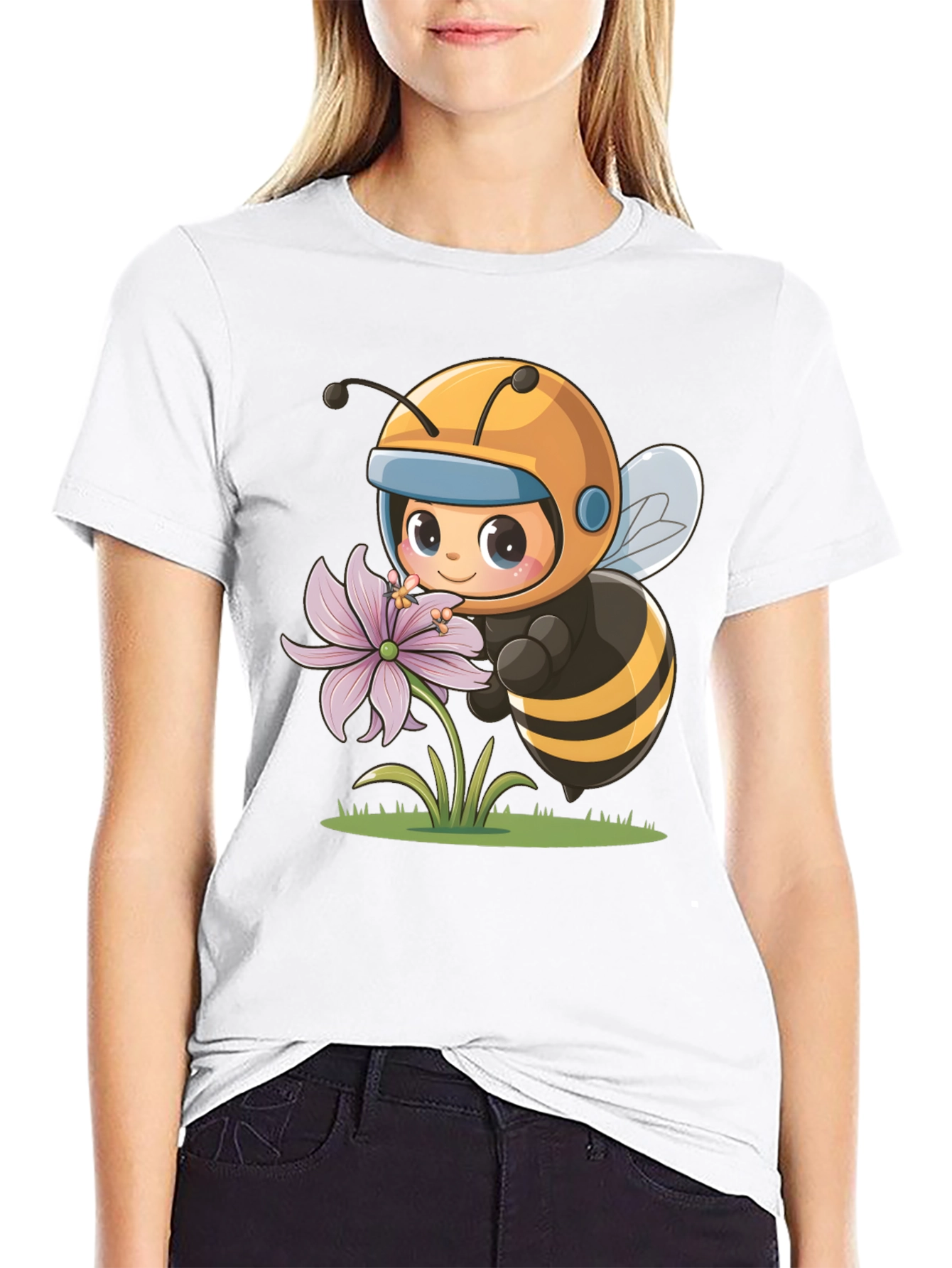 Cute Bee & Flower Graphic Tee