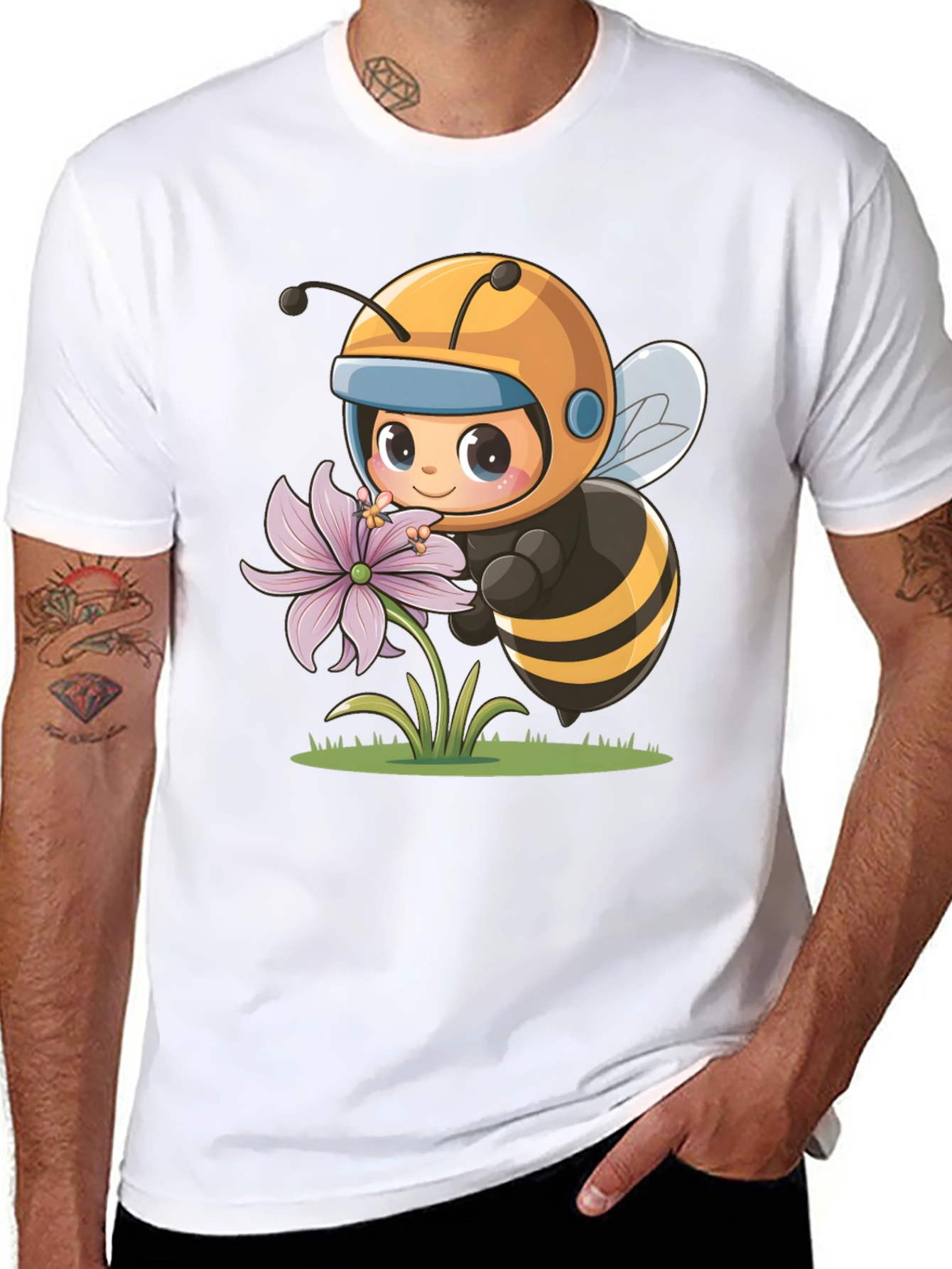 Cute Bee & Flower Graphic Tee