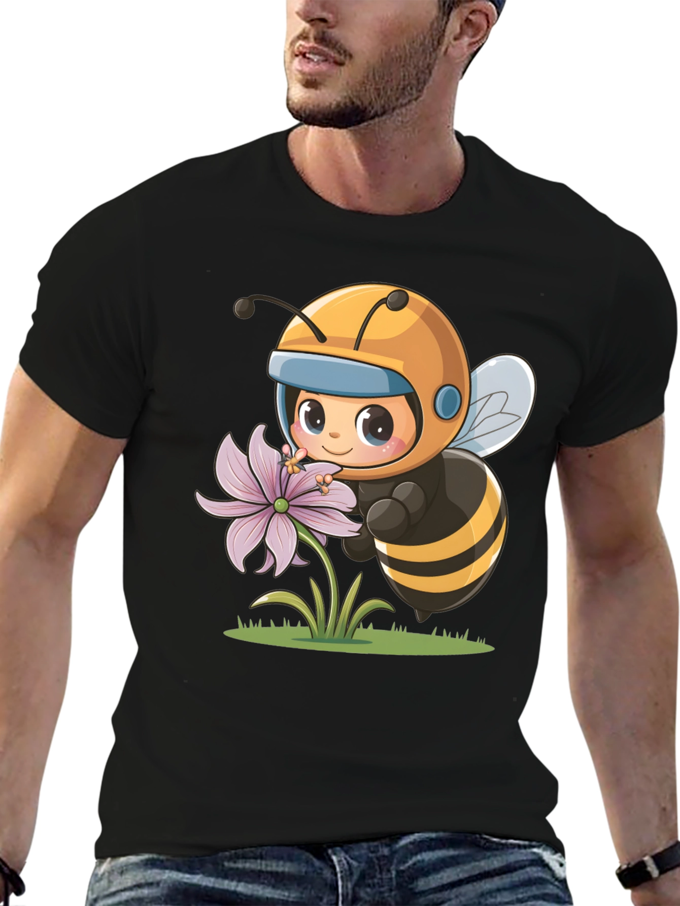 Cute Bee & Flower Graphic Tee