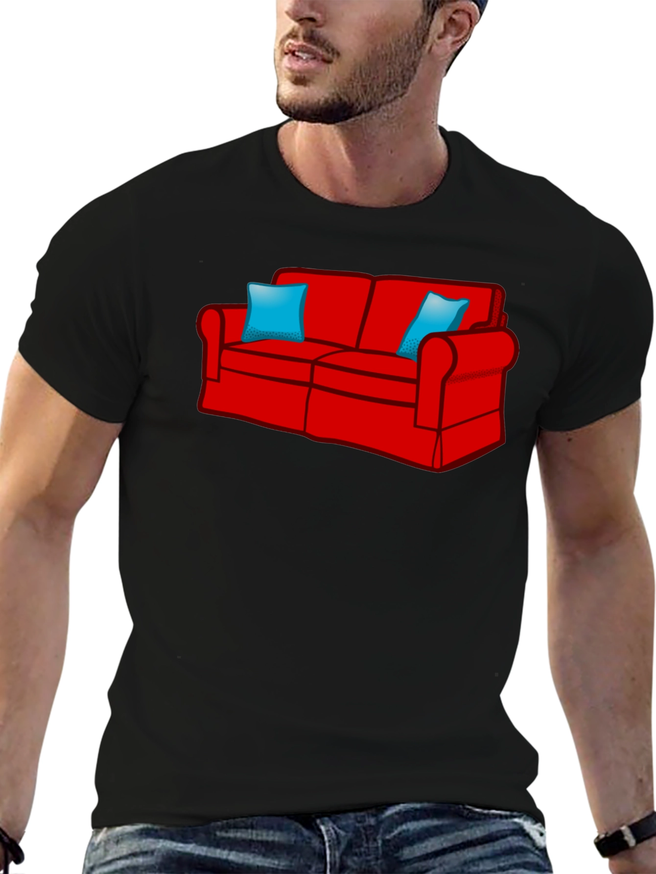 Cartoon Couch Black T-Shirt