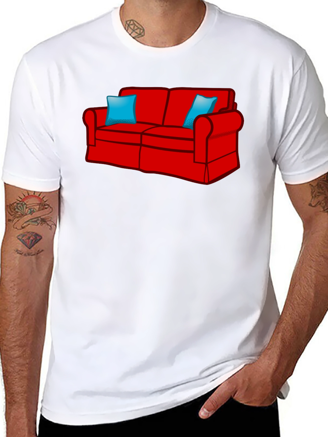 Cartoon Couch Black T-Shirt
