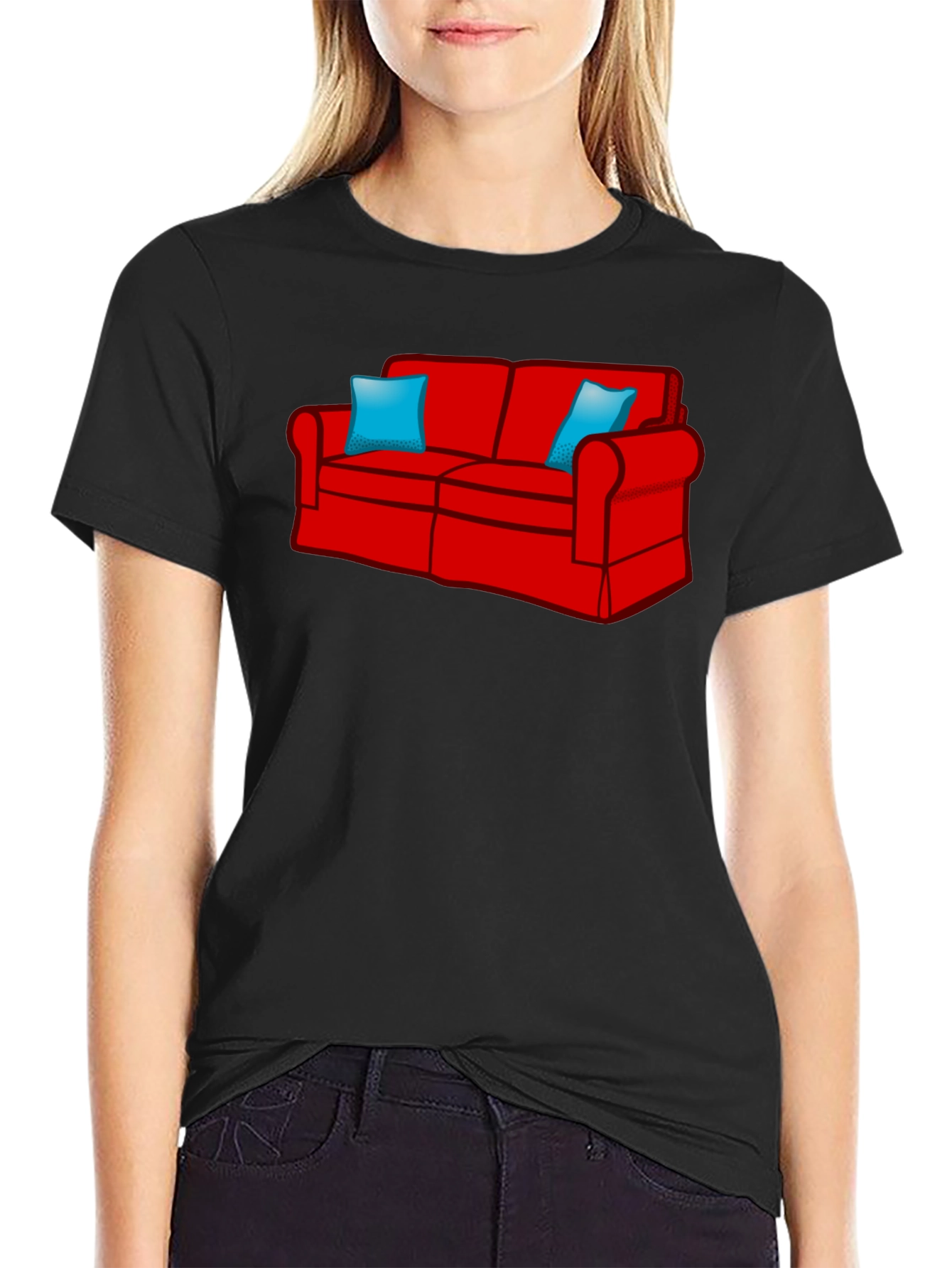 Cartoon Couch Black T-Shirt