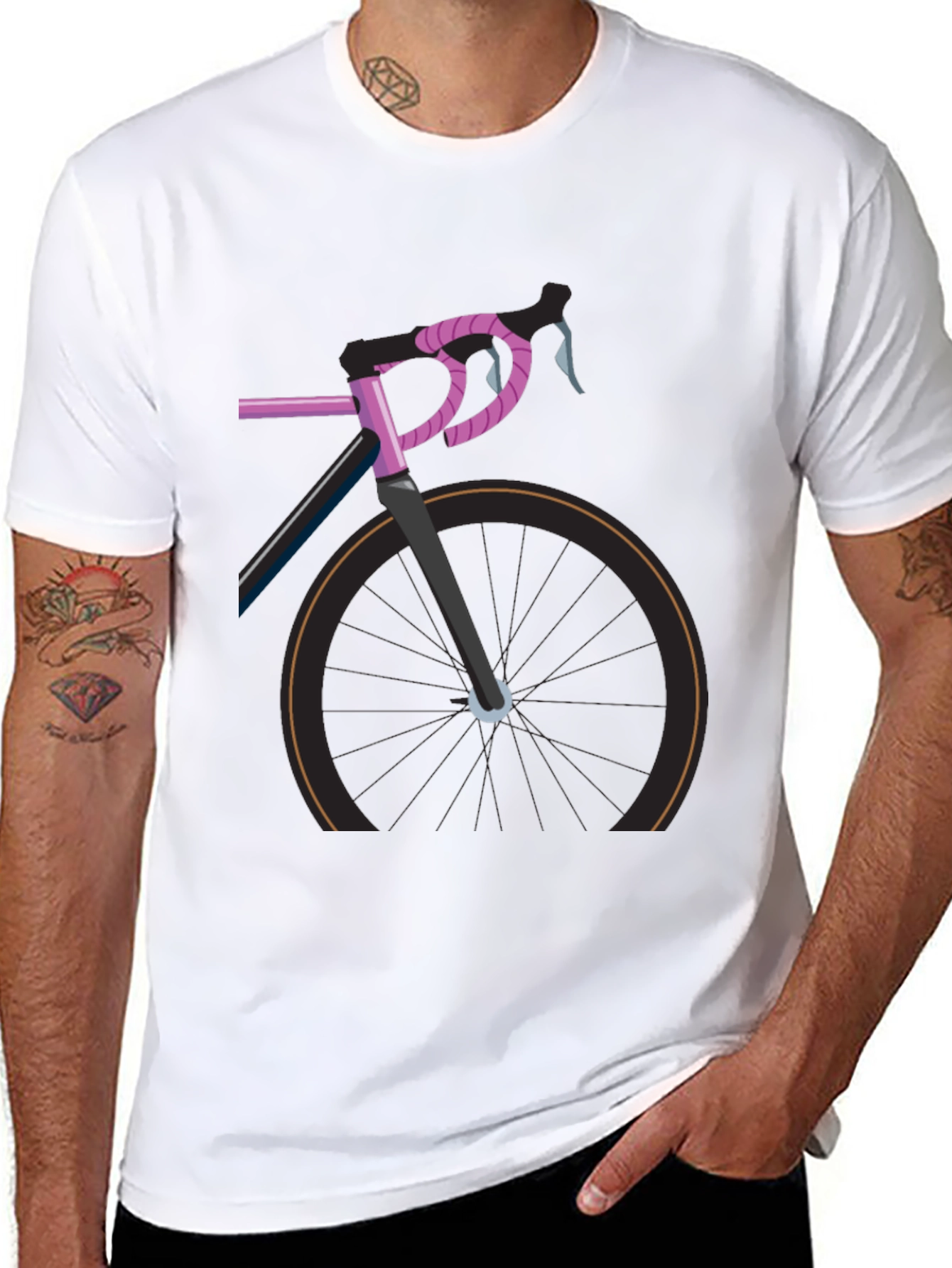 Stylish Bicycle Graphic Tee - Black