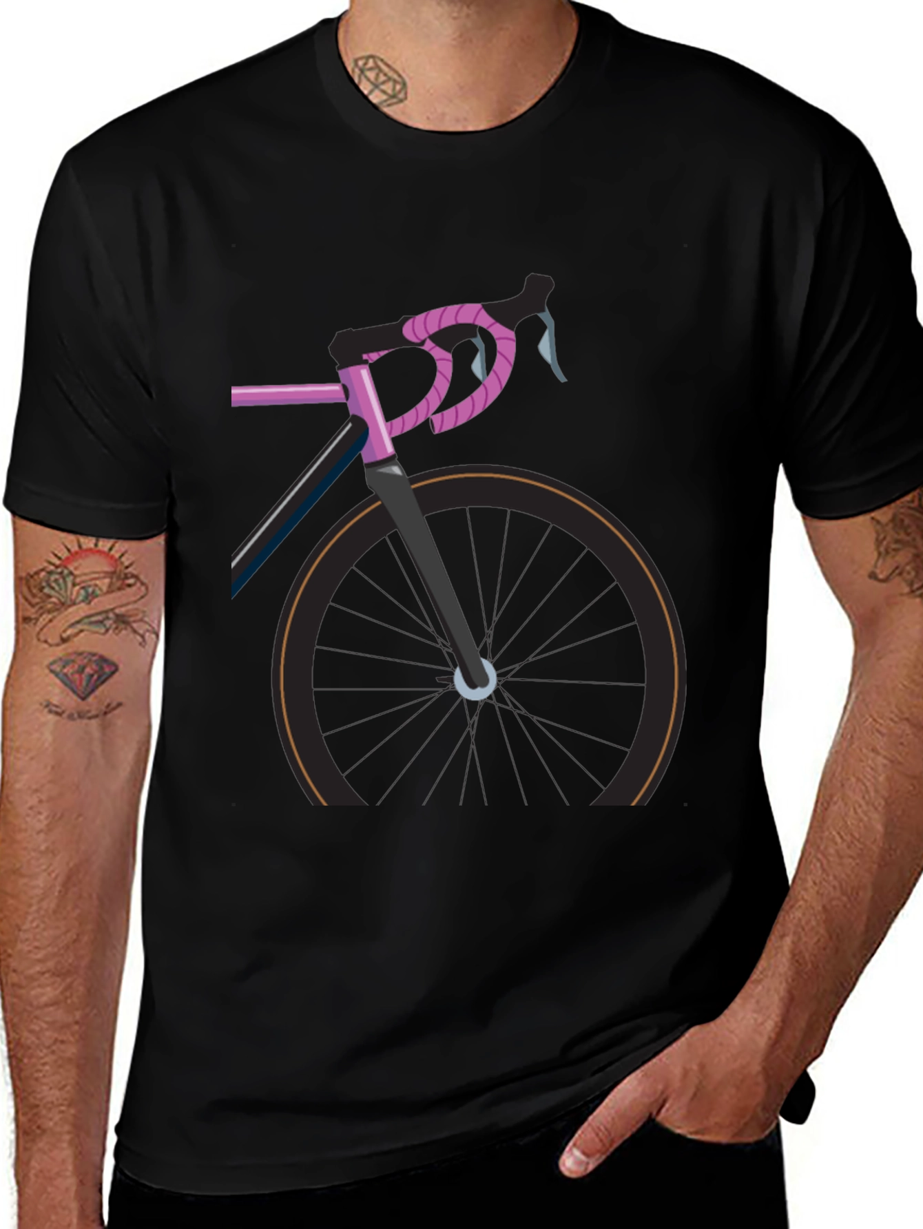 Stylish Bicycle Graphic Tee - Black