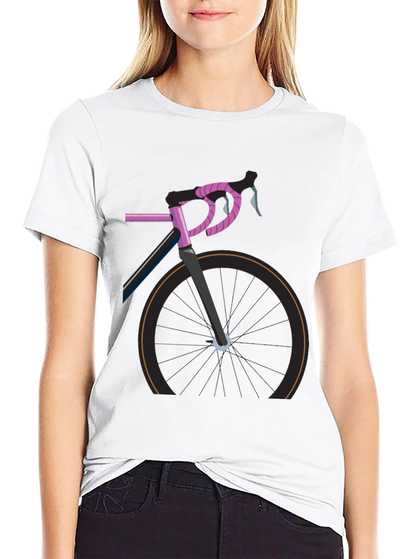 Stylish Bicycle Graphic Tee - Black