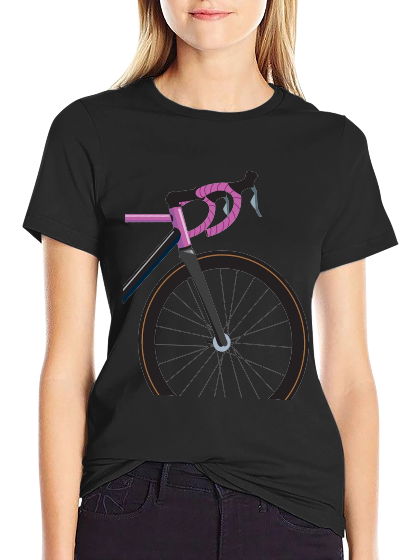 Stylish Bicycle Graphic Tee - Black