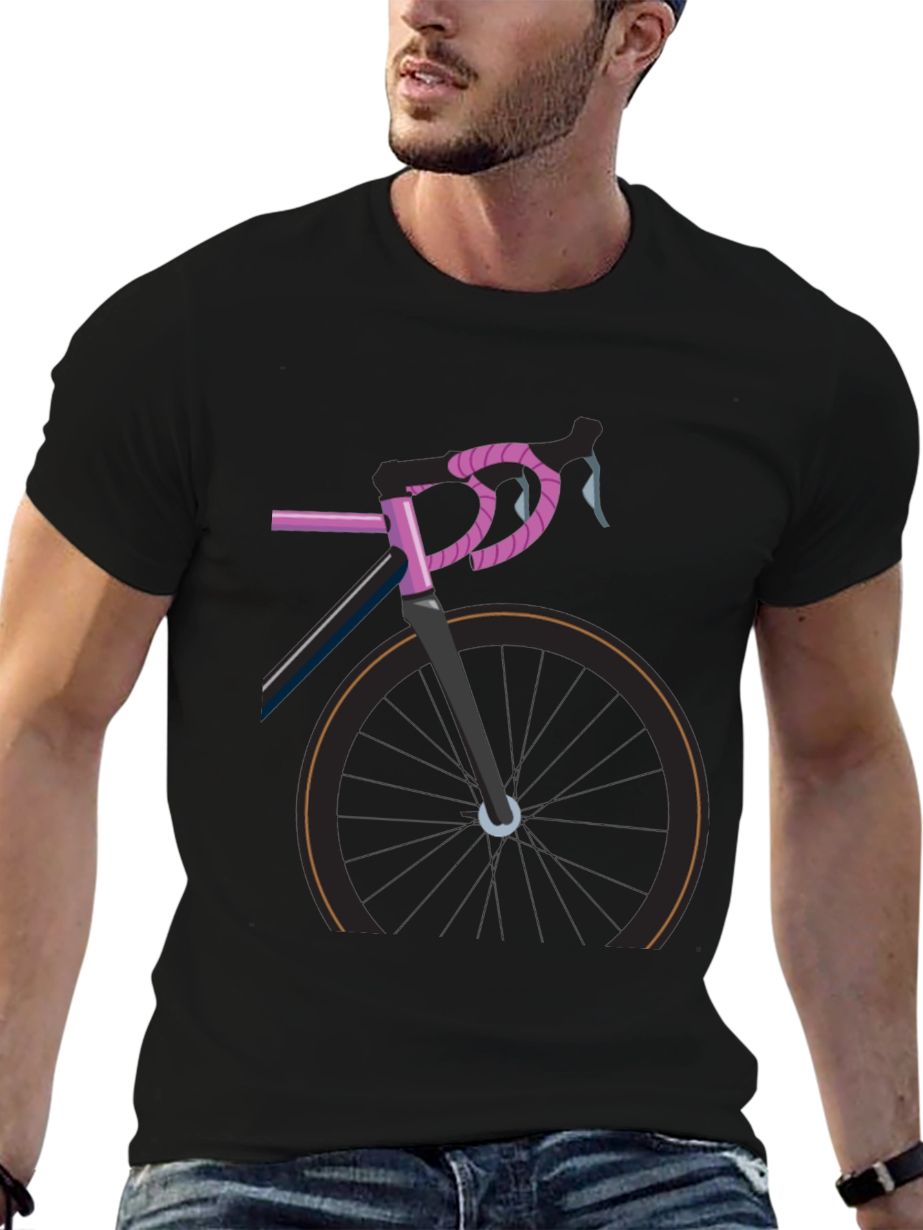 Stylish Bicycle Graphic Tee - Black