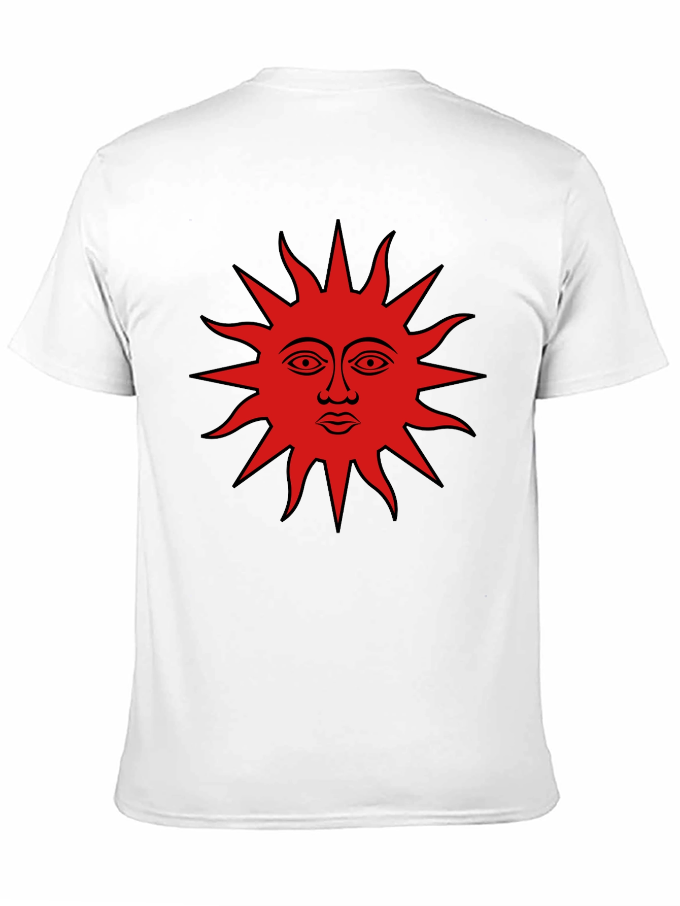 Black Graphic Tee - Red Sun Face Design
