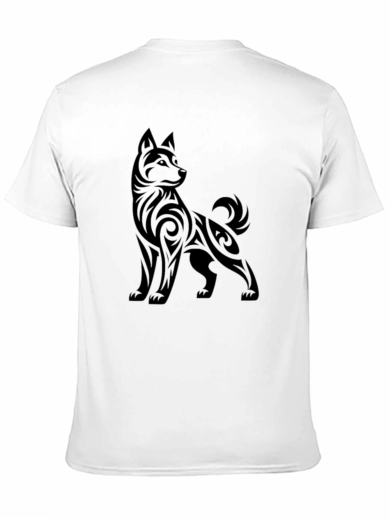 Tribal Dog Graphic Tee - Stylish Black T-Shirt