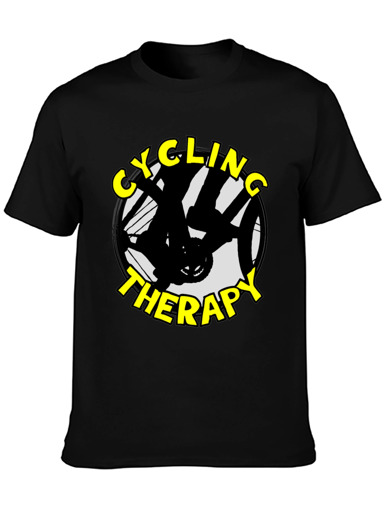 Cycling Therapy Graphic T-Shirt - Black Cotton Tee