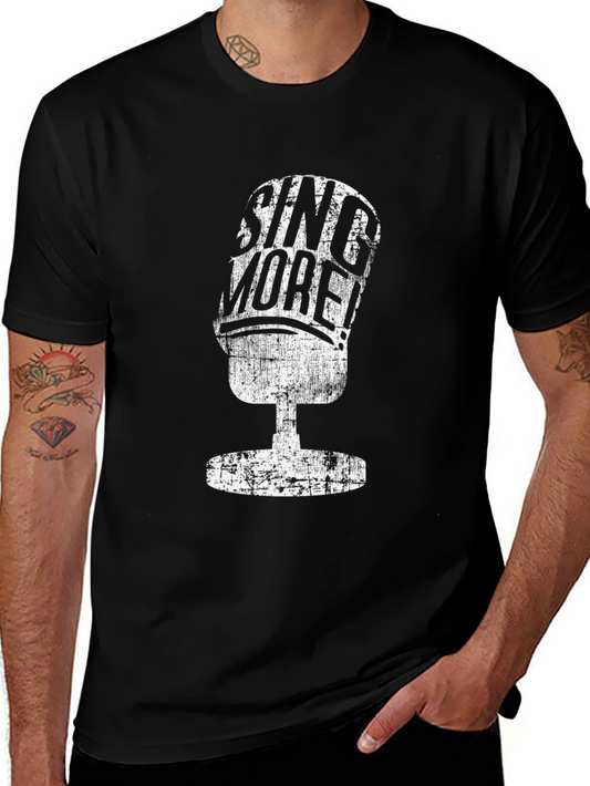 Sing More Graphic Tee - Classic Retro Microphone T-Shirt