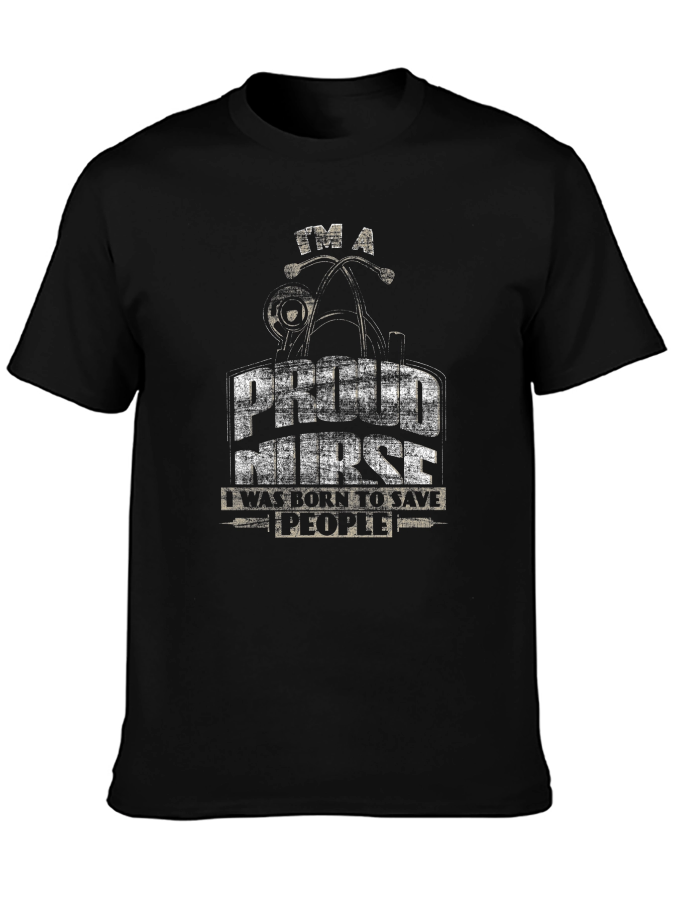 Proud Nurse Black Graphic T-Shirt - Save People Tee
