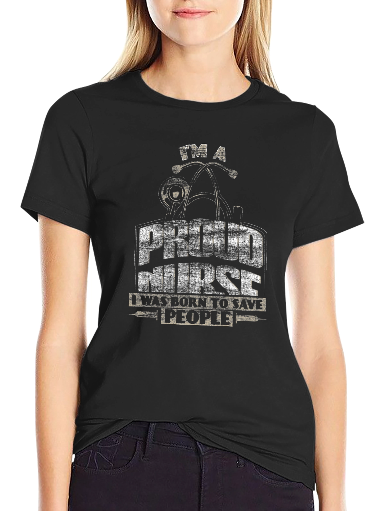 Proud Nurse Black Graphic T-Shirt - Save People Tee