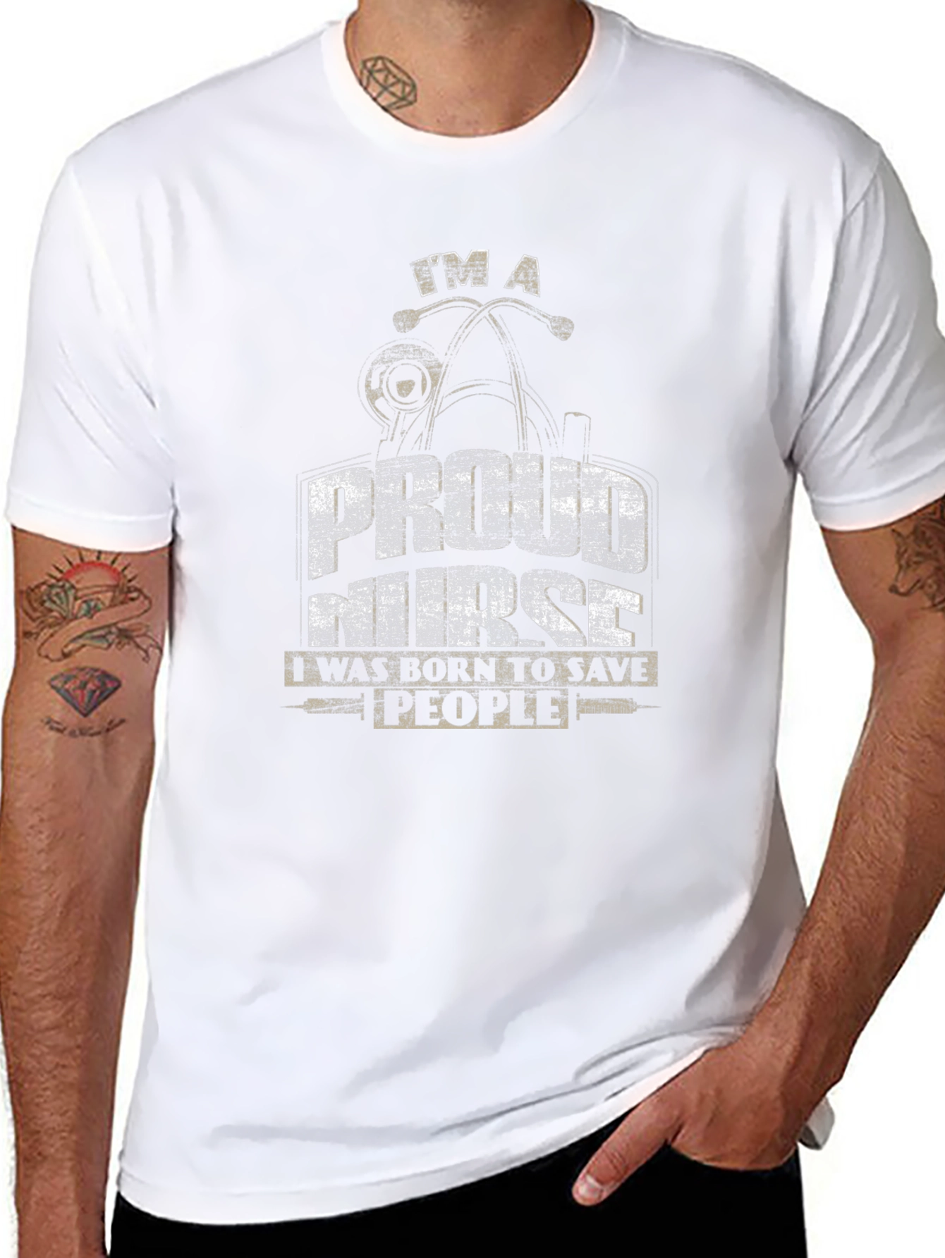 Proud Nurse Black Graphic T-Shirt - Save People Tee