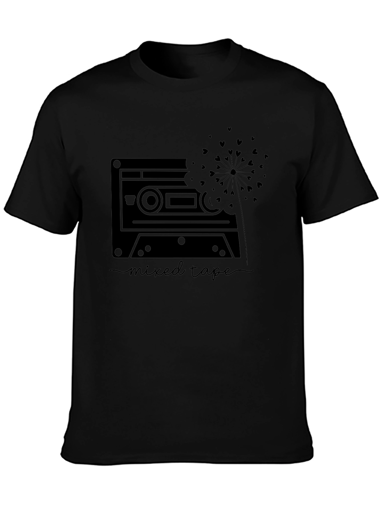 Mixed Tape Heart Dandelion Graphic Tee - Black