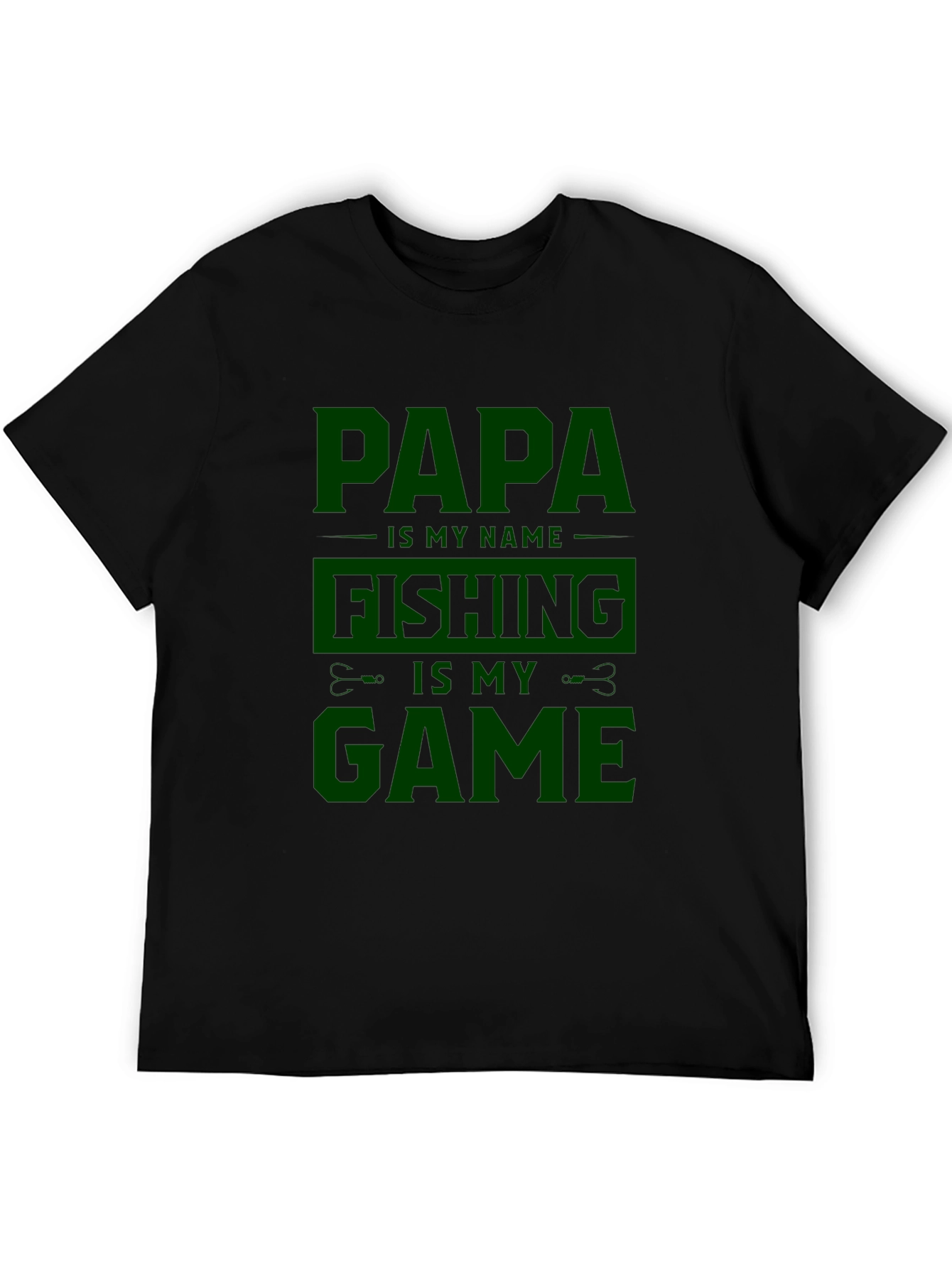 Papa Fishing Game Black T-Shirt