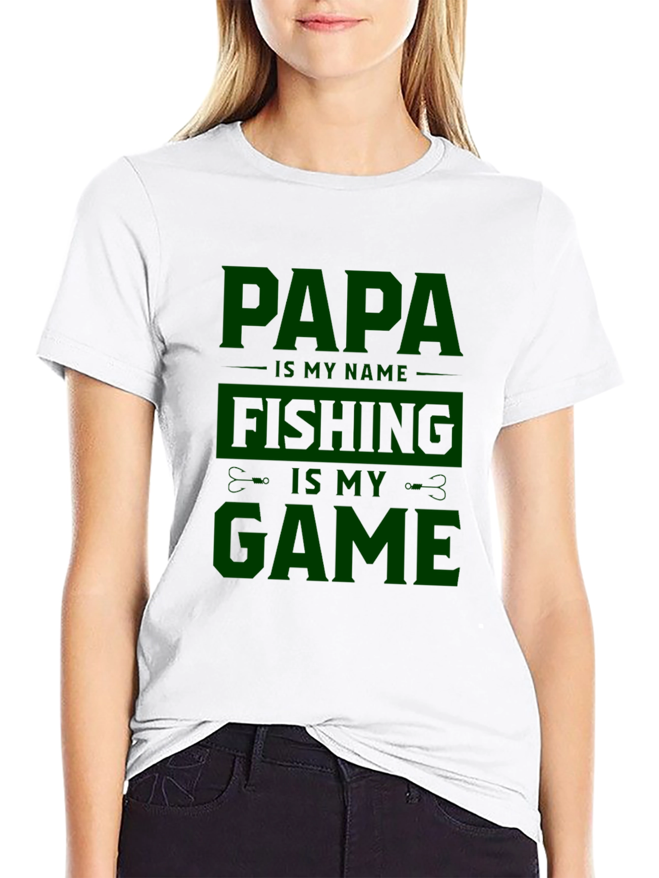Papa Fishing Game Black T-Shirt