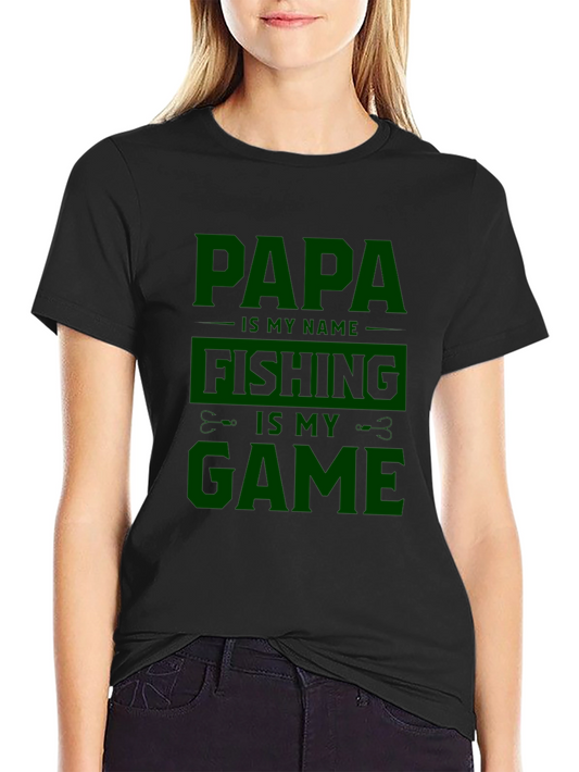 Papa Fishing Game Black T-Shirt